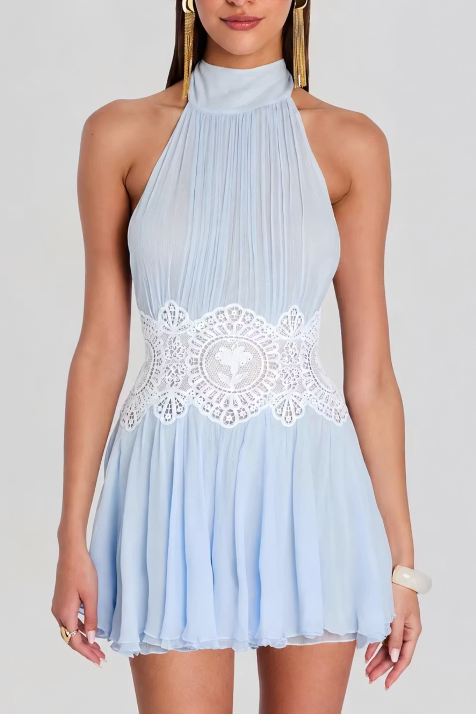 Backless Chiffon Lace Mini Dress – Velvet Avenue