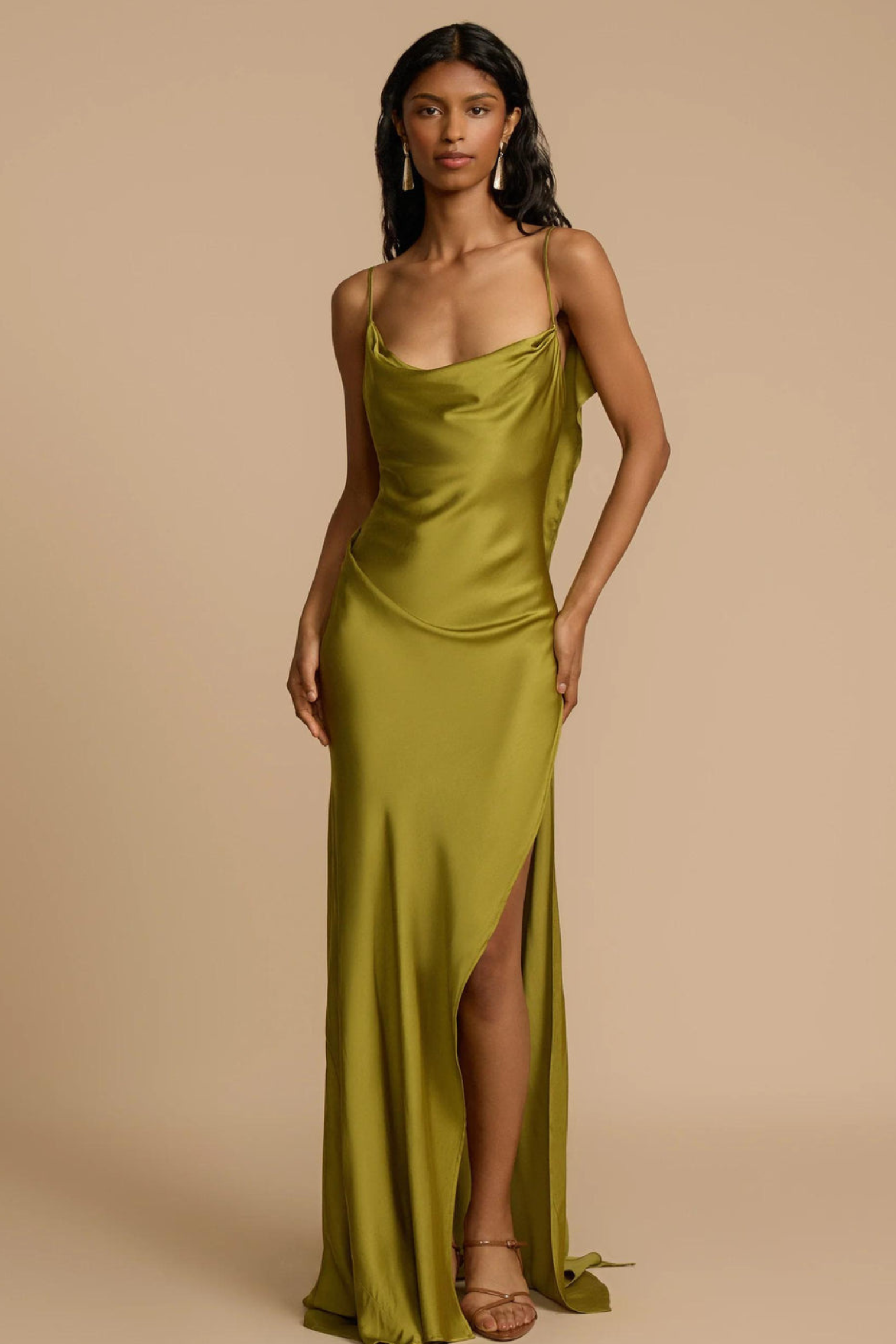 avenue maxi dresses Satin Side Slit Dress, Green / L 28-44 Size:7 US Men (6 UK/AU) Magnolia Boutique Homsee Natural Rubberwood 6-Drawer