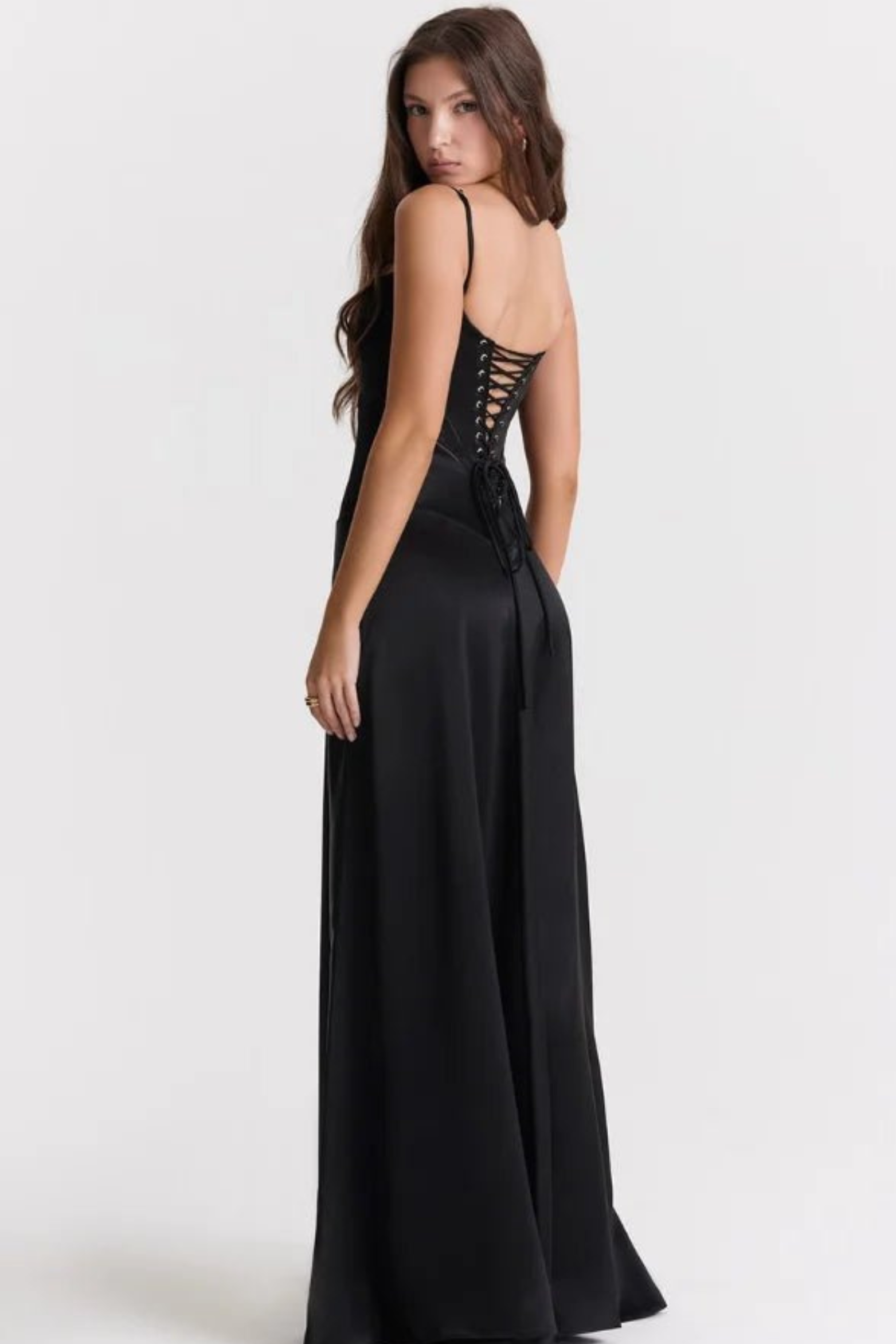 Corset Style Silky Satin Maxi Dress