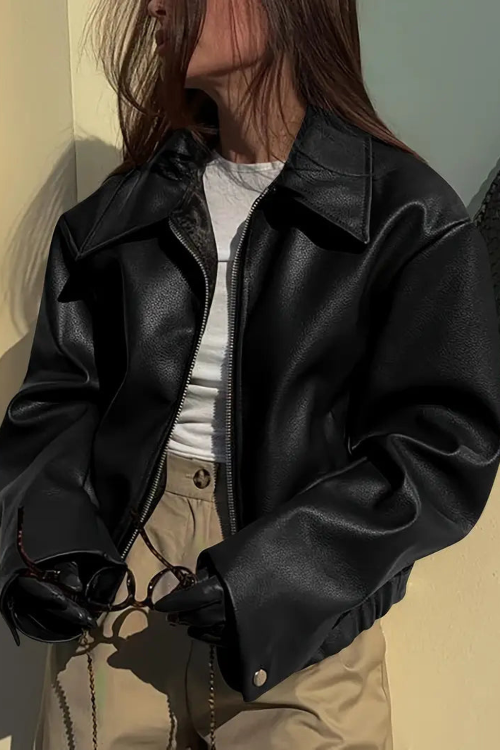 Women's Coated Zip Bomber Jacket
