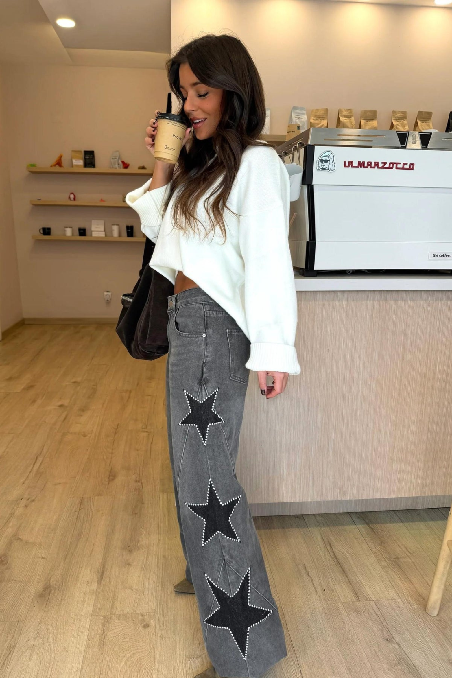 Women Star Detail Straight Leg Jeans