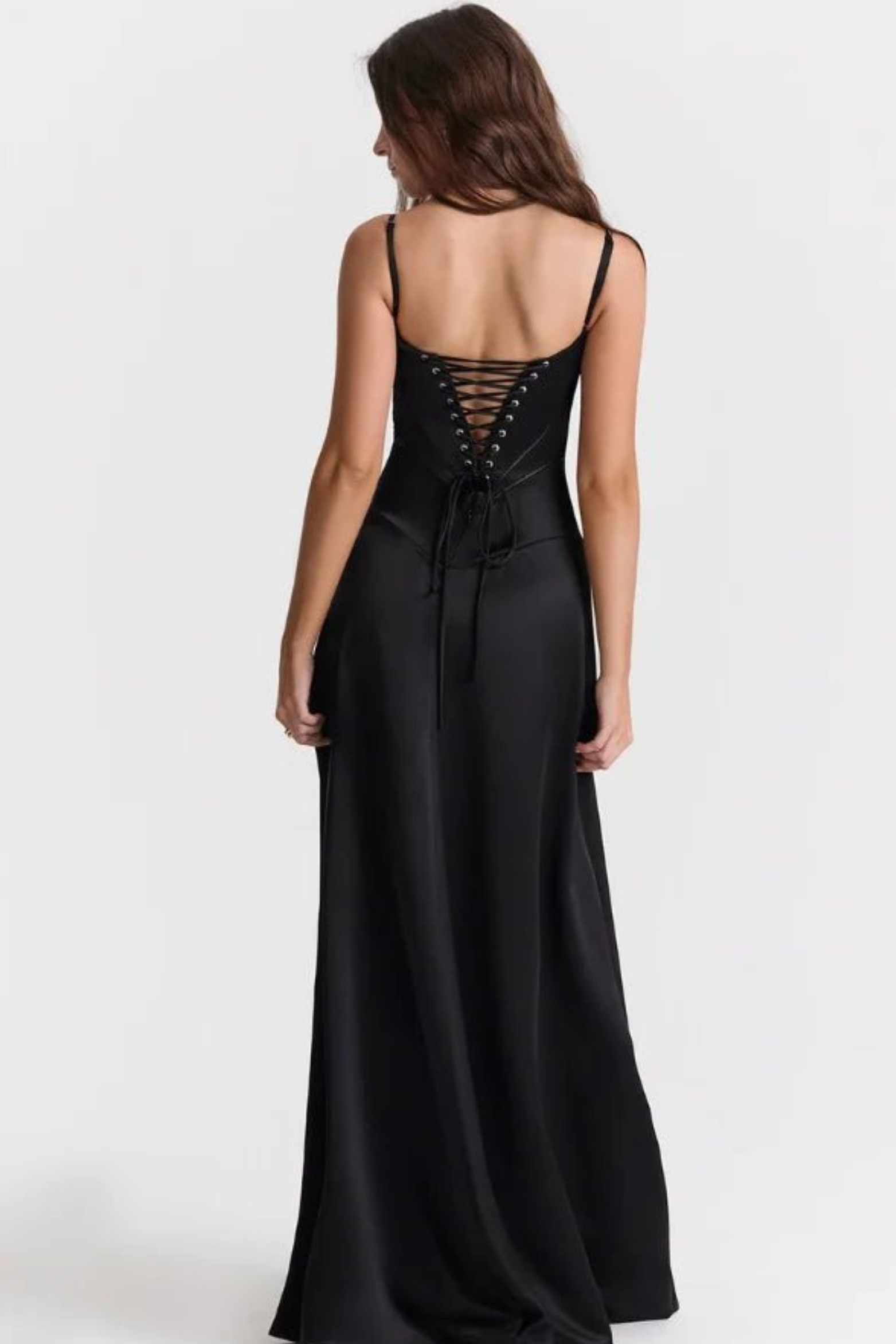 Corset Style Silky Satin Maxi Dress