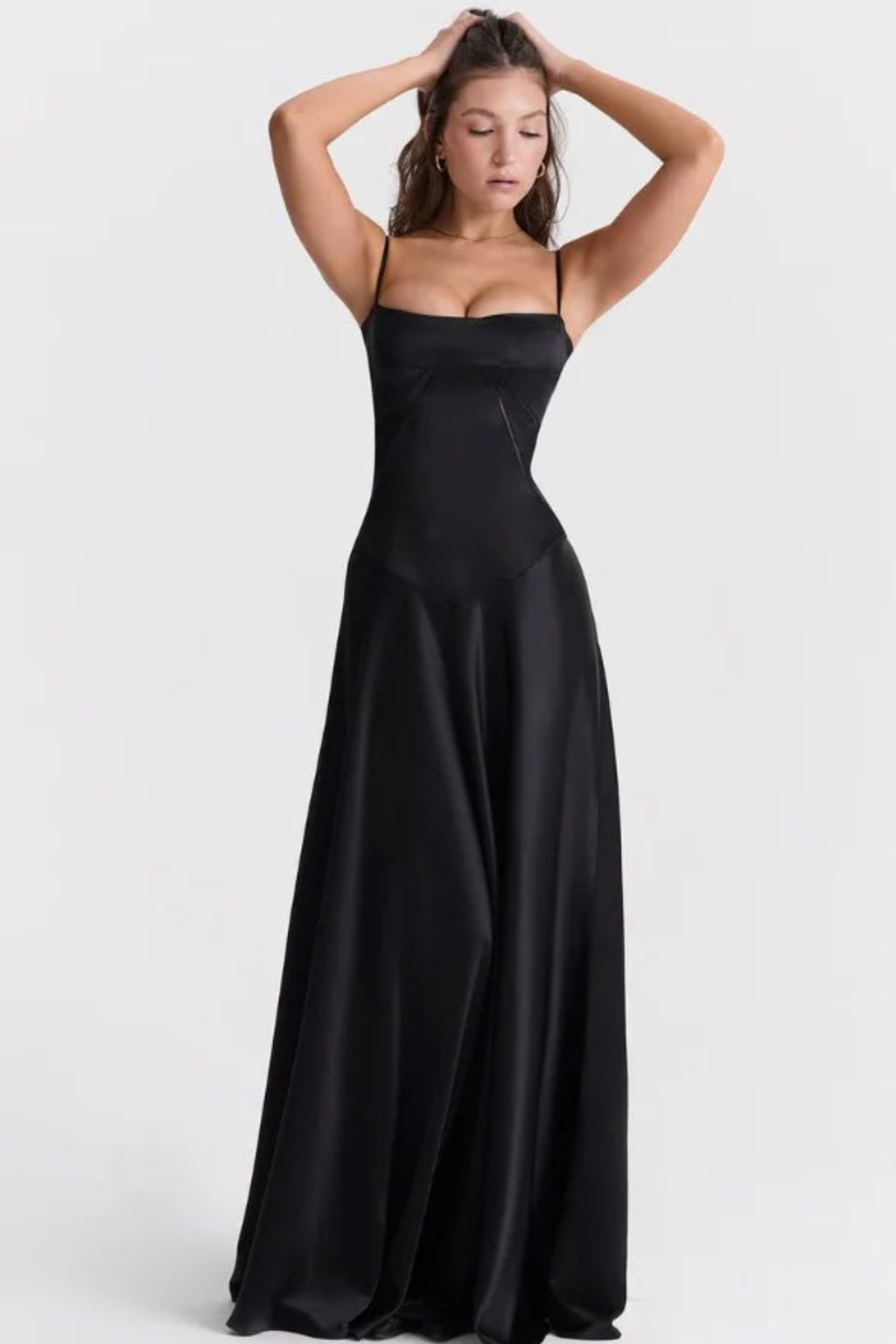 Corset Style Silky Satin Maxi Dress