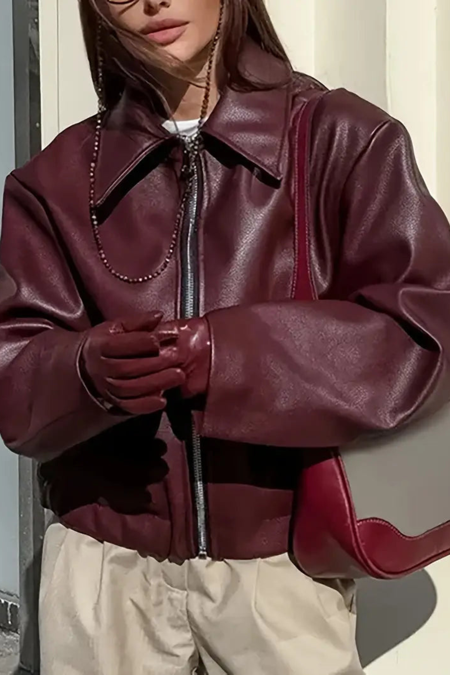Women's Coated Zip Bomber Jacket