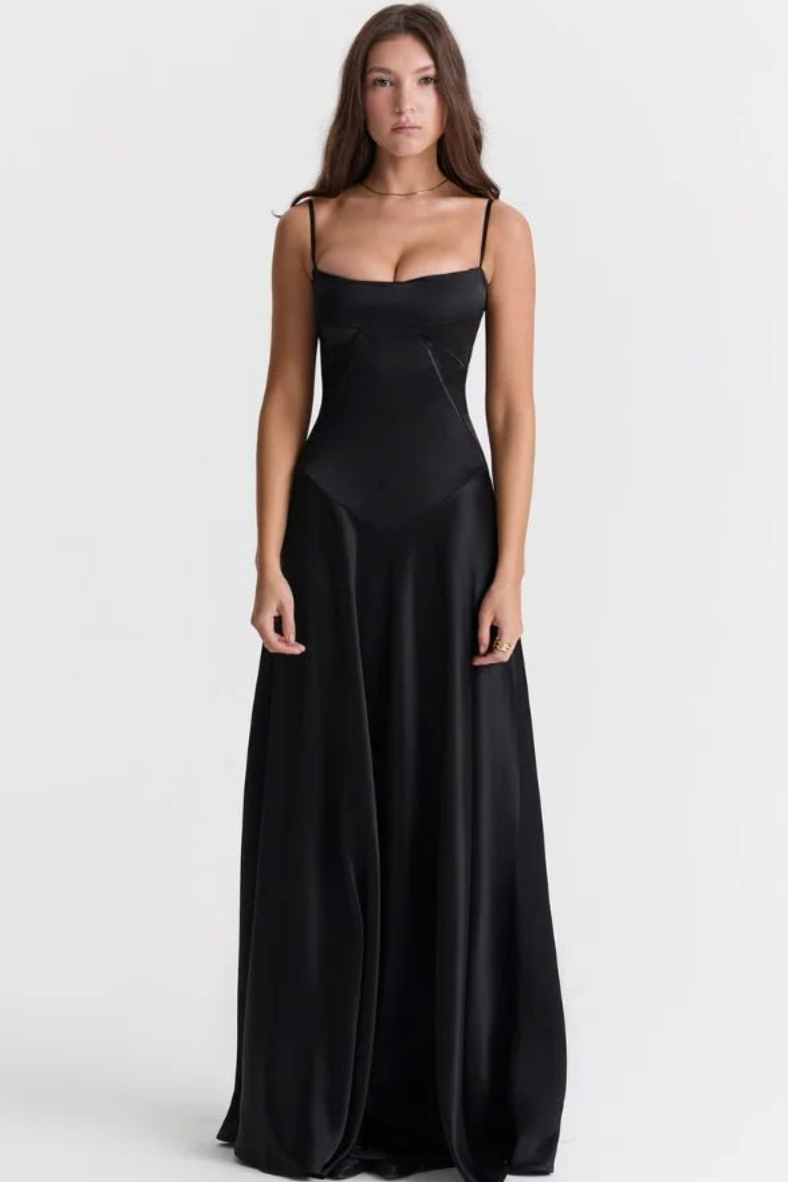 Corset Style Silky Satin Maxi Dress