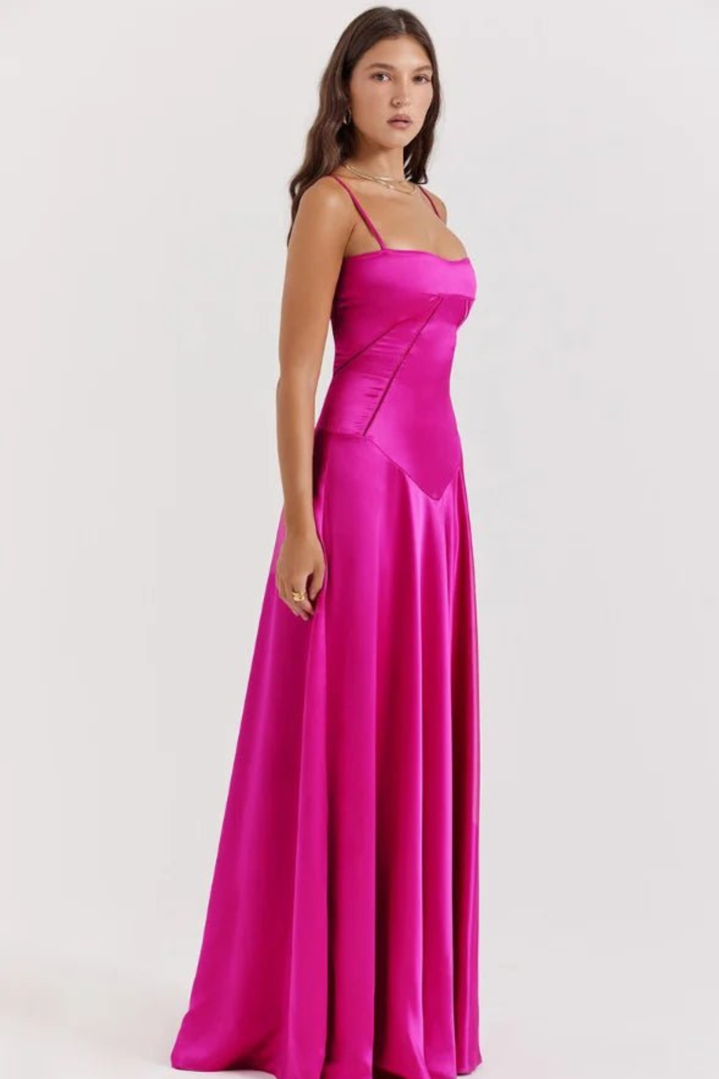 Corset Style Silky Satin Maxi Dress