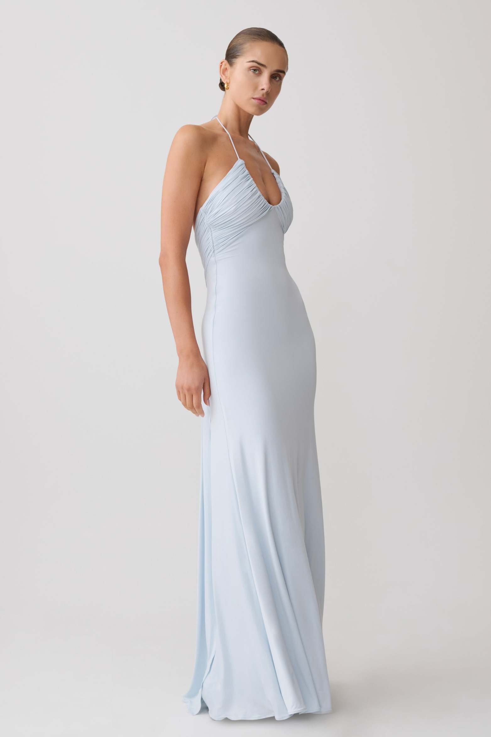 Gathered Slinky Maxi Dress