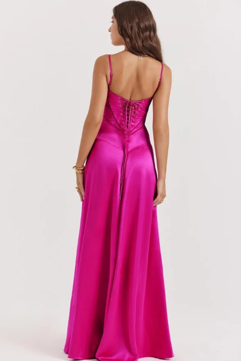 Corset Style Silky Satin Maxi Dress