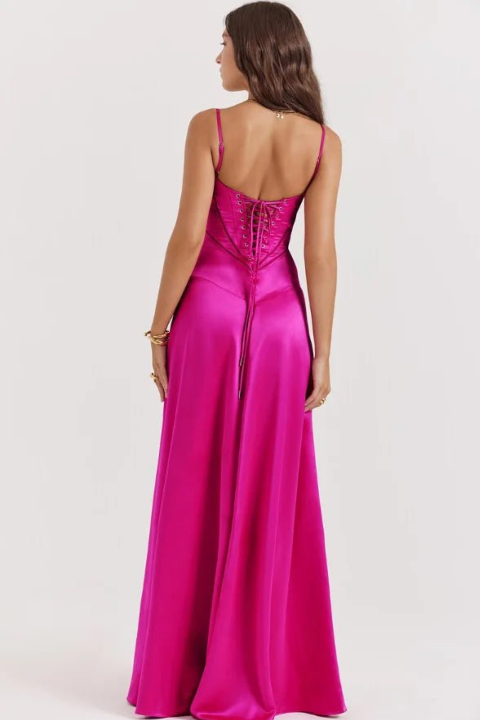 Corset Style Silky Satin Maxi Dress
