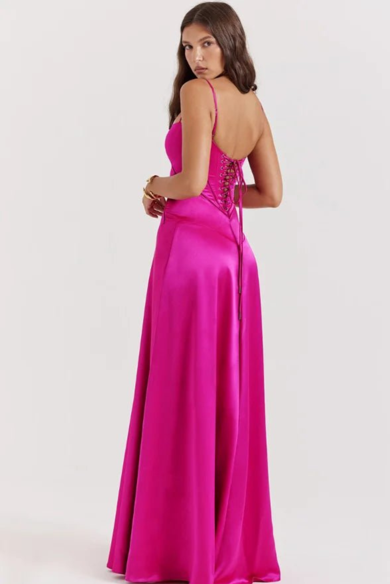 Corset Style Silky Satin Maxi Dress