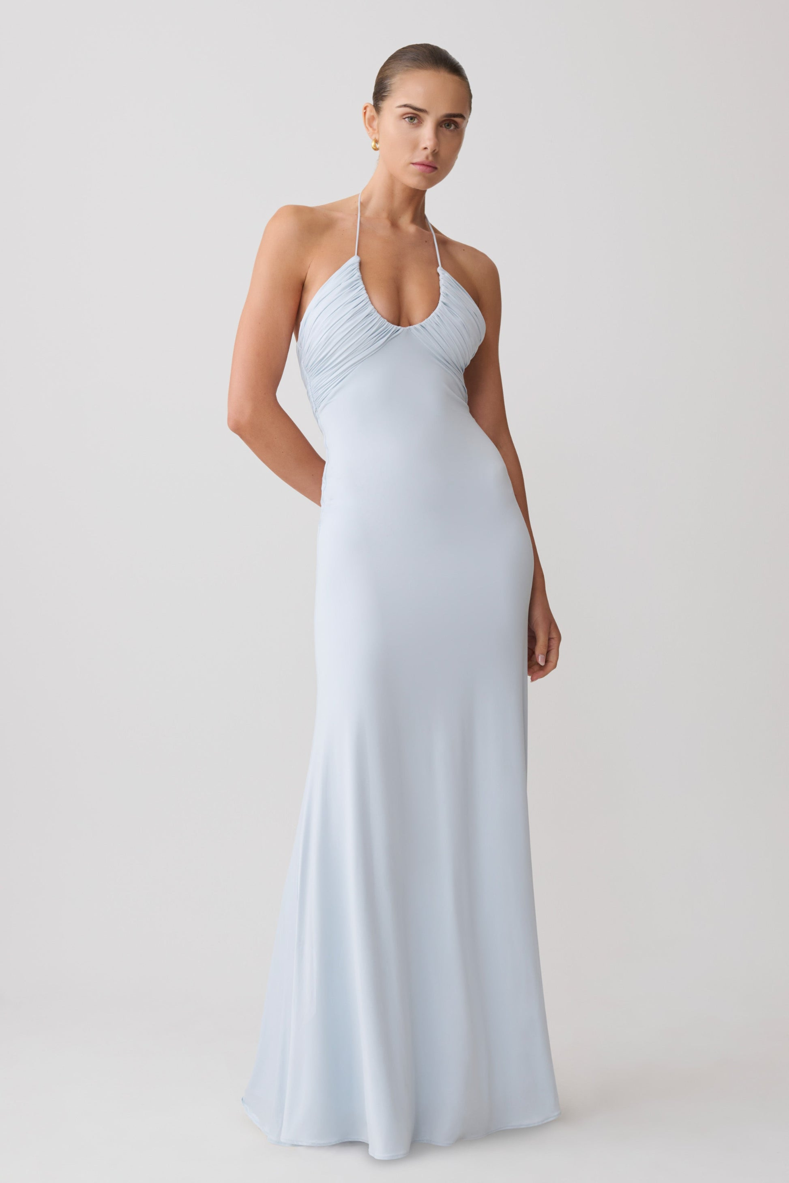 Gathered Slinky Maxi Dress