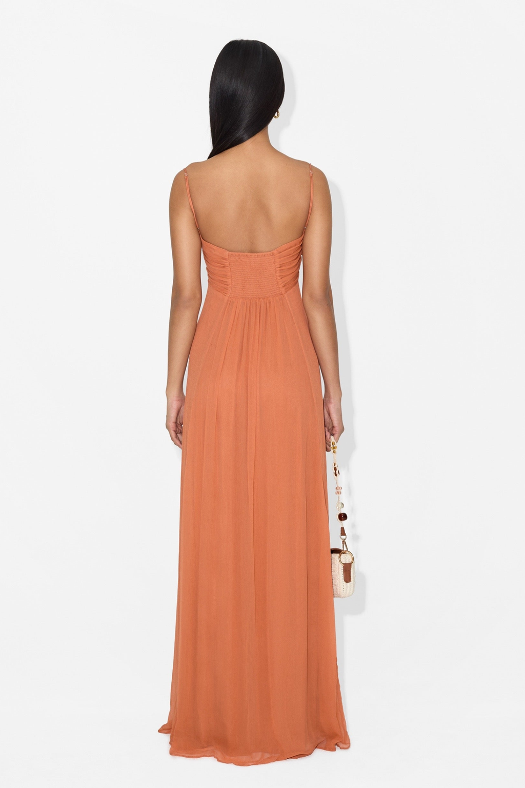 Metal Detail Backless A Line Slip Maxi Dress