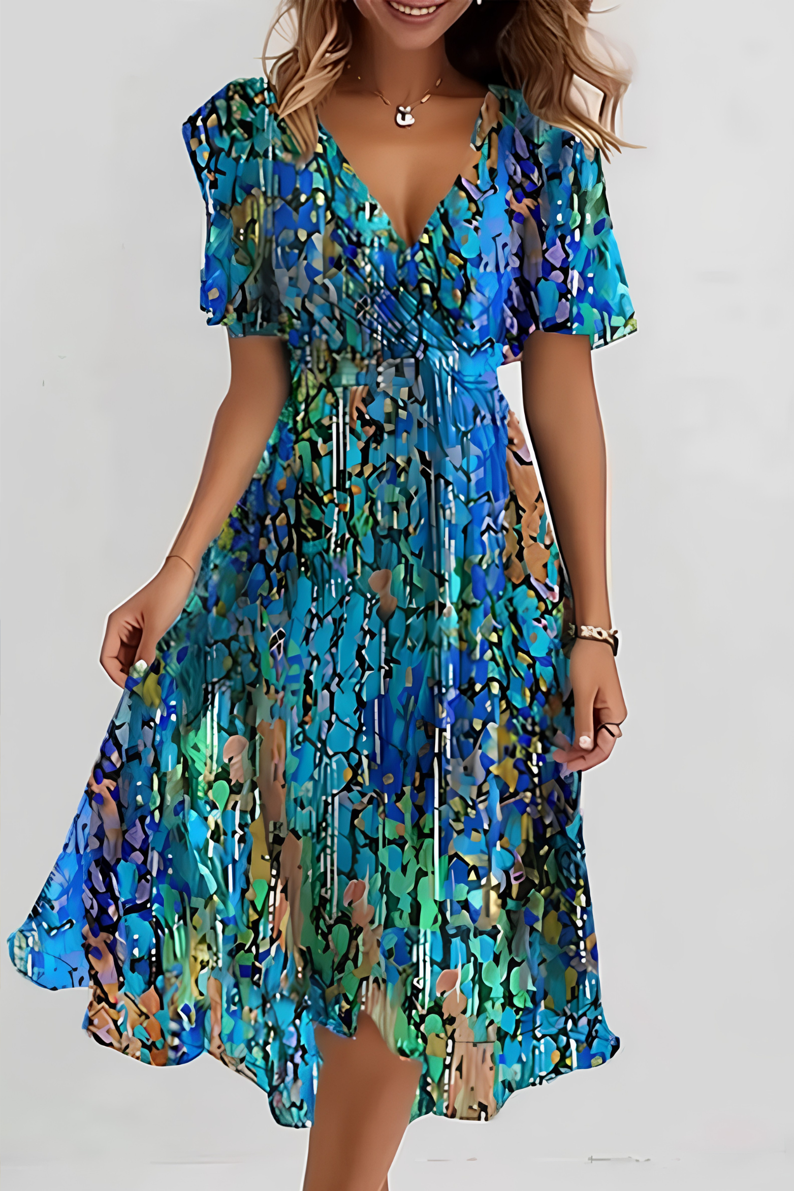 Romantic Floral Flowing Midi Dress