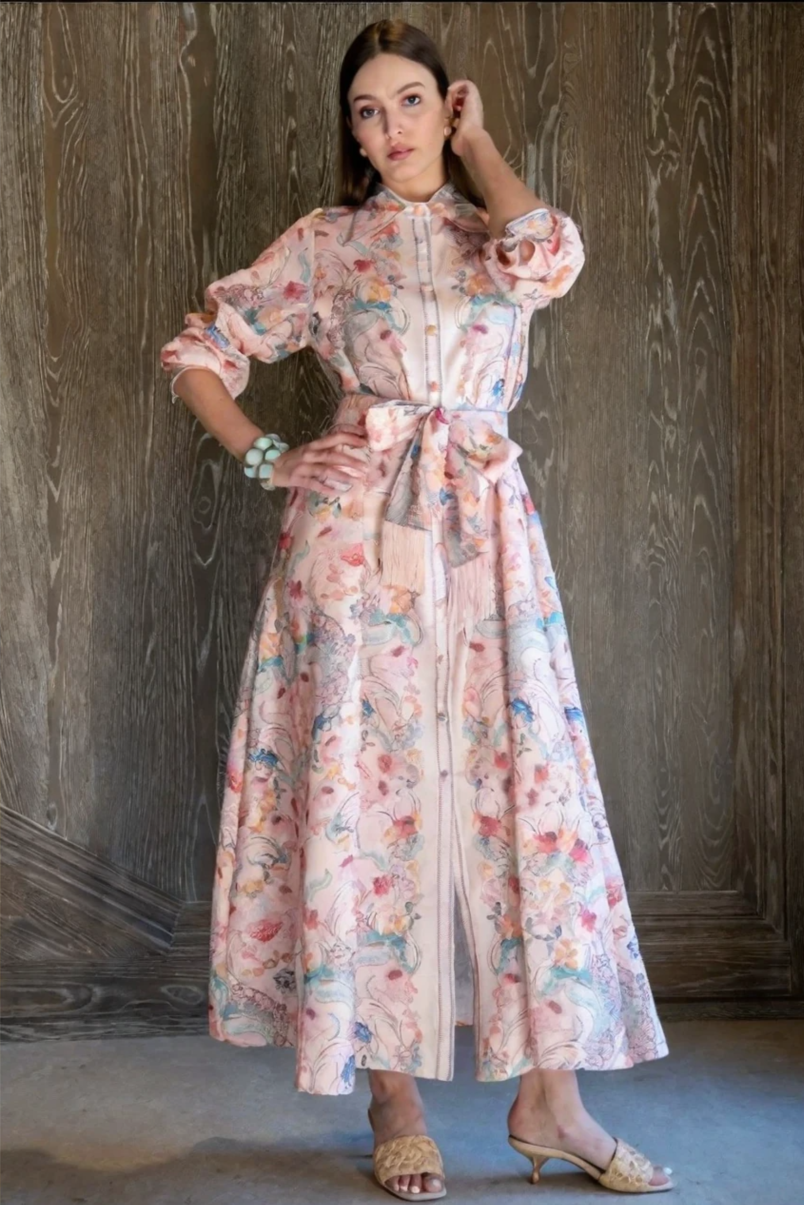 Floral Cotton Linen Maxi Dress
