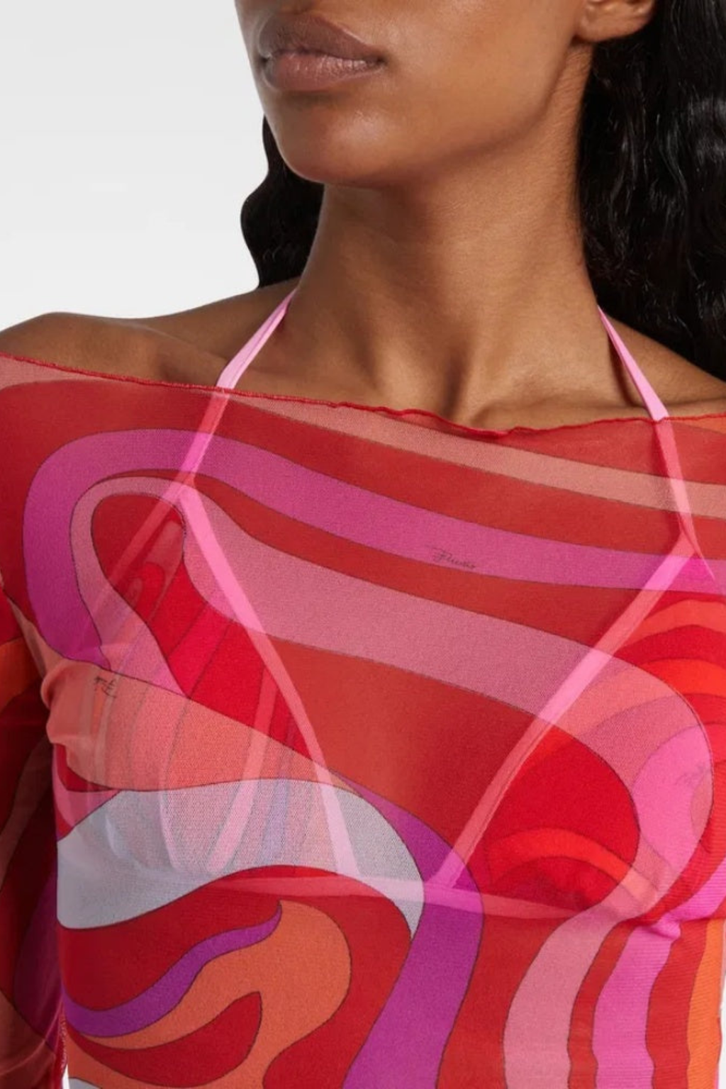 Women Sheer Mesh Swirl Print Short Set