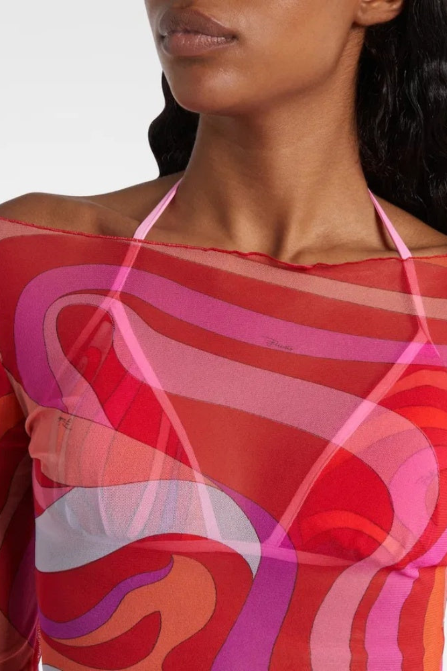 Women Sheer Mesh Swirl Print Short Set