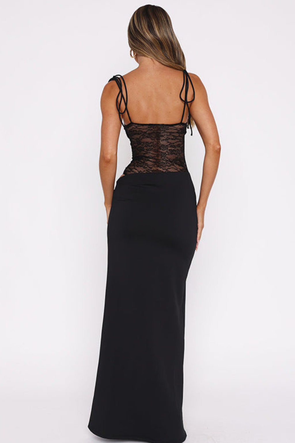 Lace Trim Flowing Maxi Dress