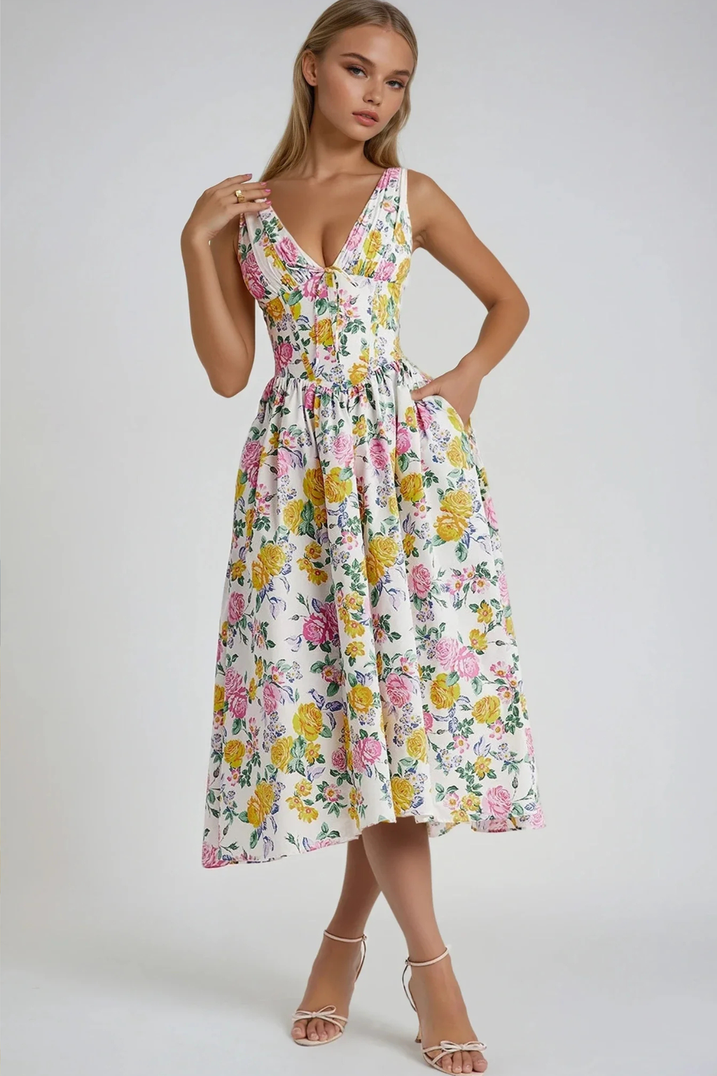 Sunlit Grace Summer Midi Dress