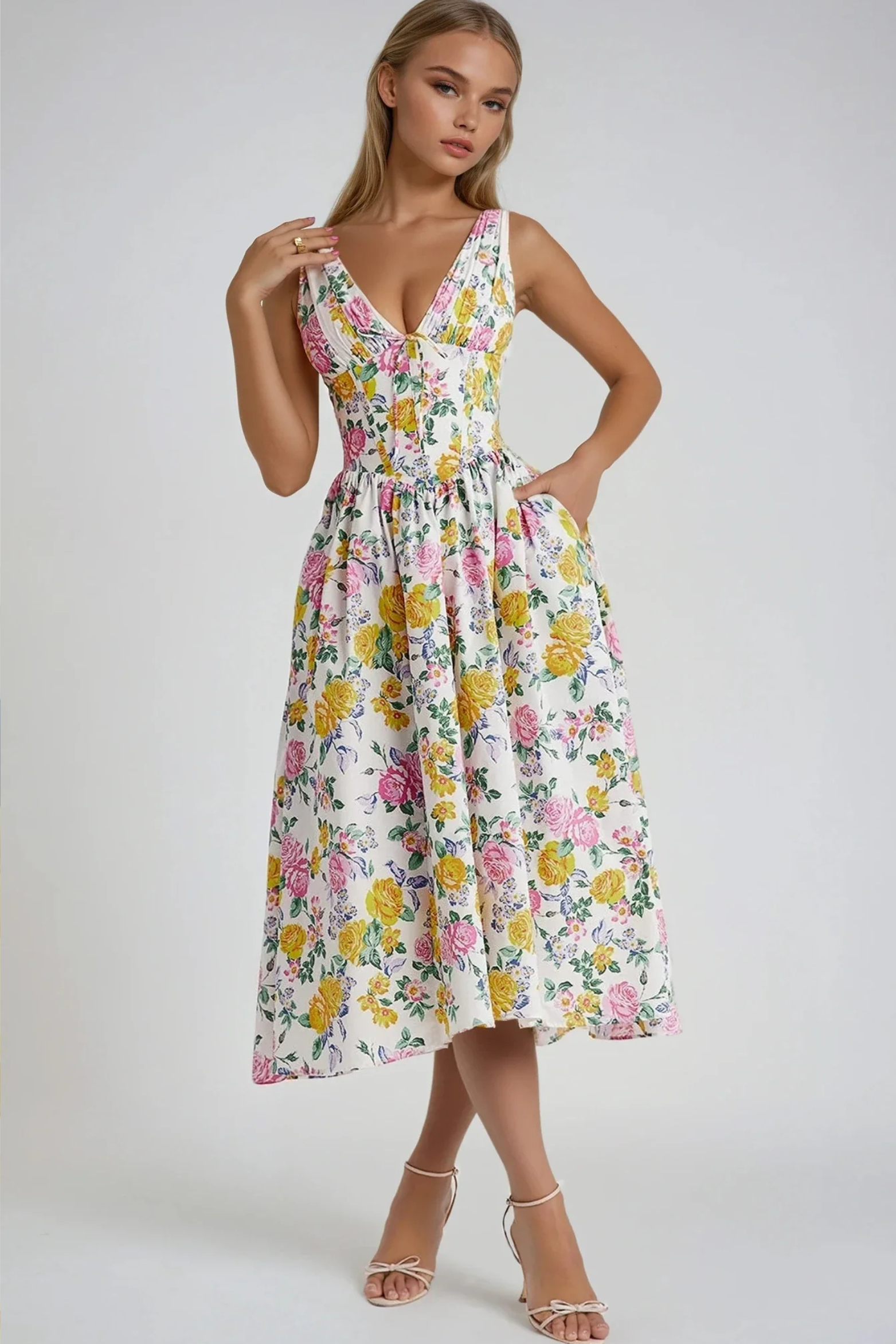 Sunlit Grace Summer Midi Dress
