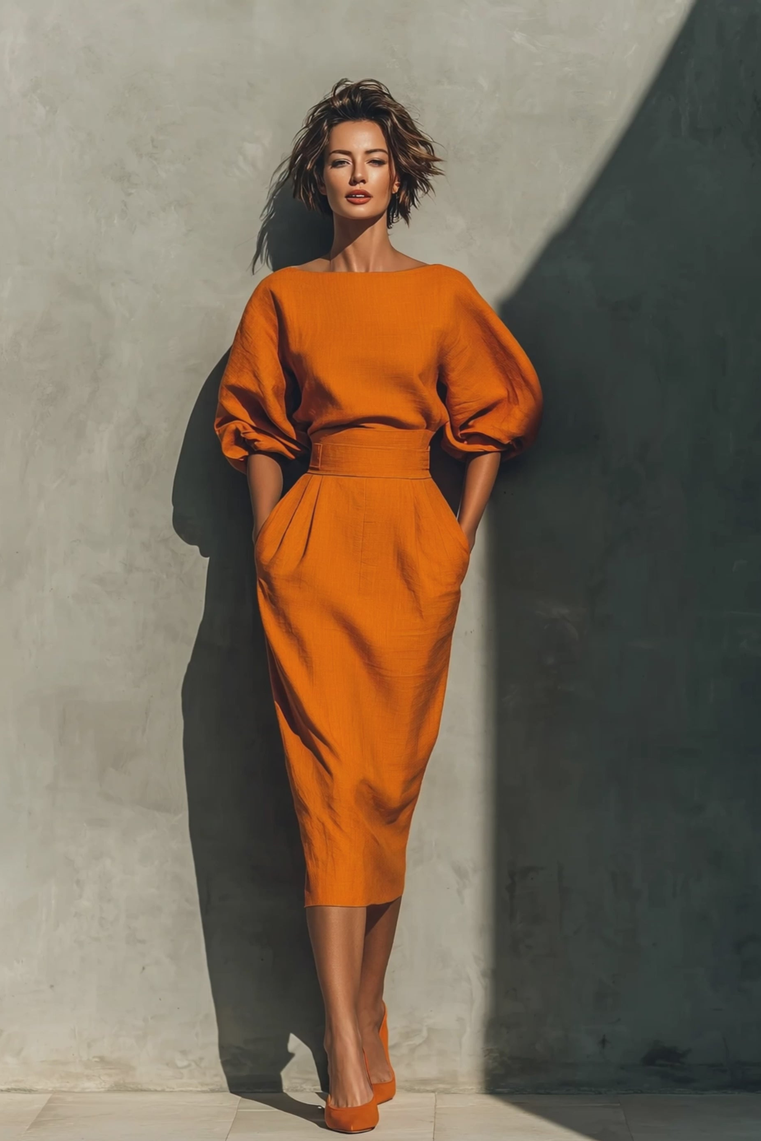 Orange Midi Dress