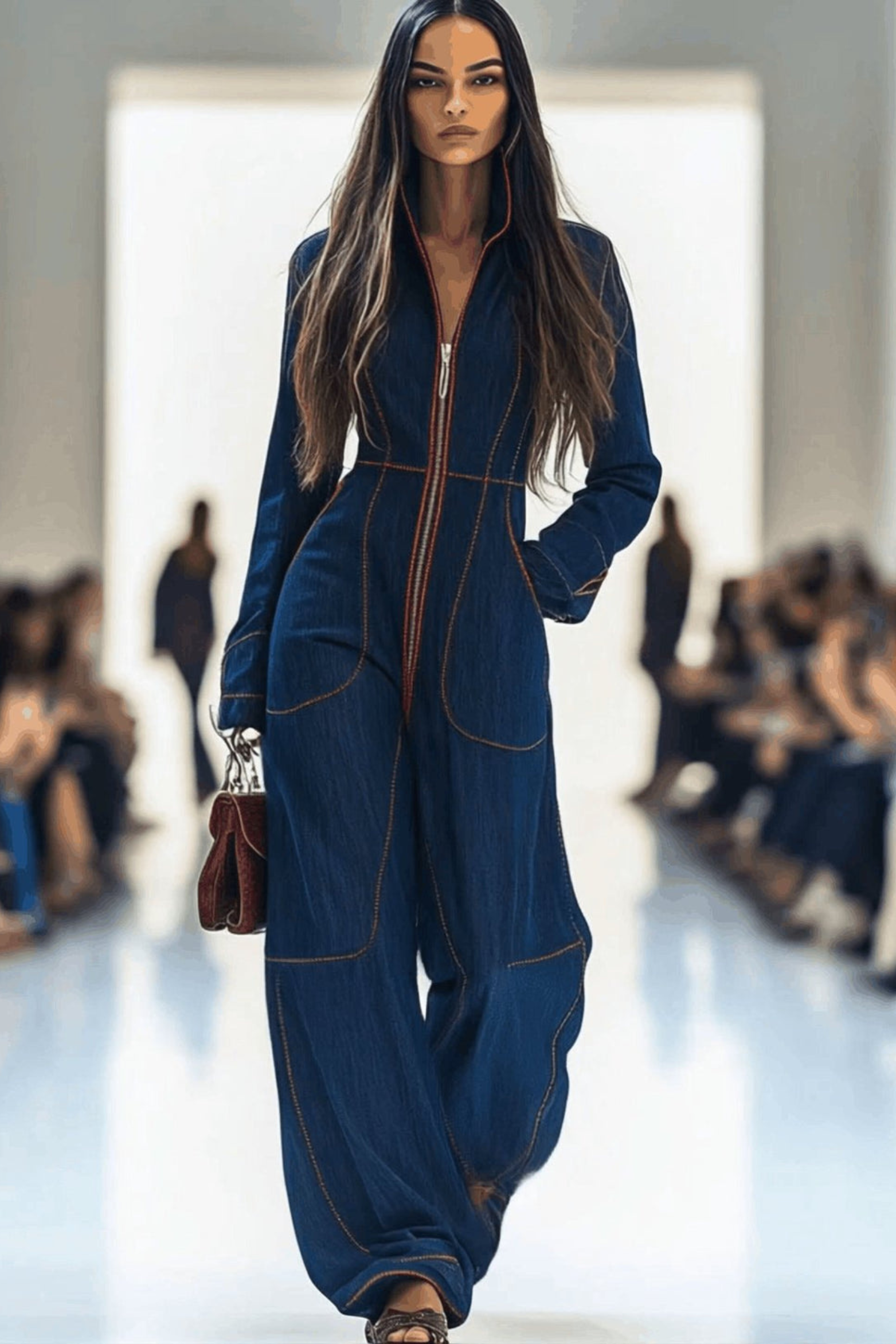 Women's Zip Front Wide Leg Jumpsuit