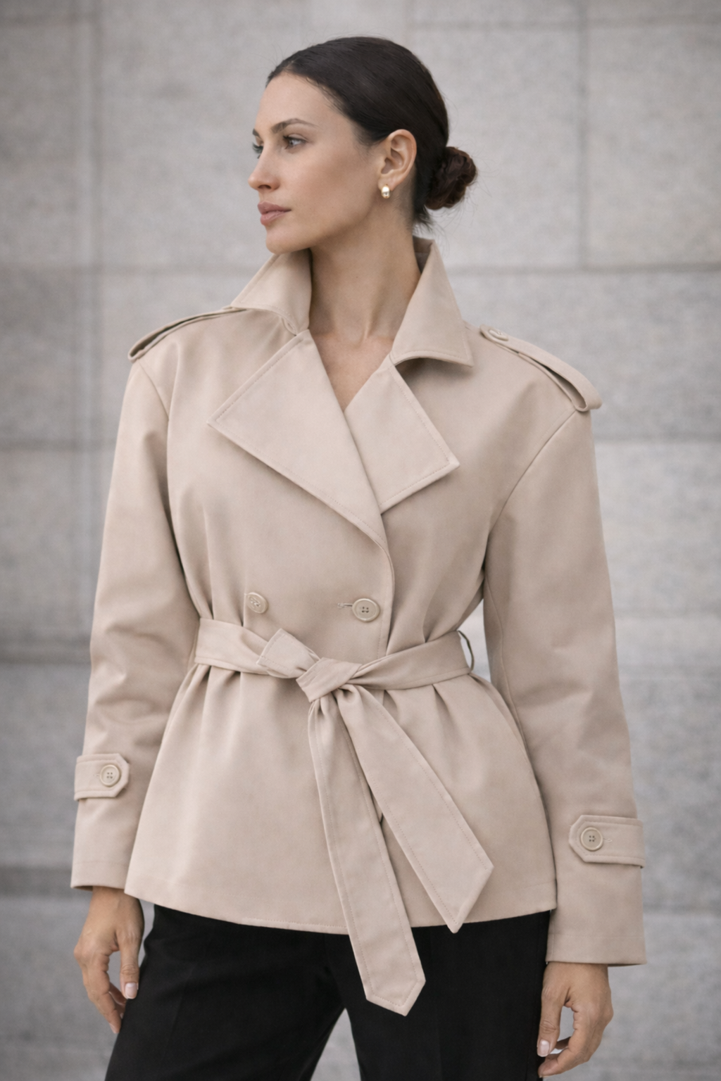 Women's Double Breasted Belted Trench Jacket
