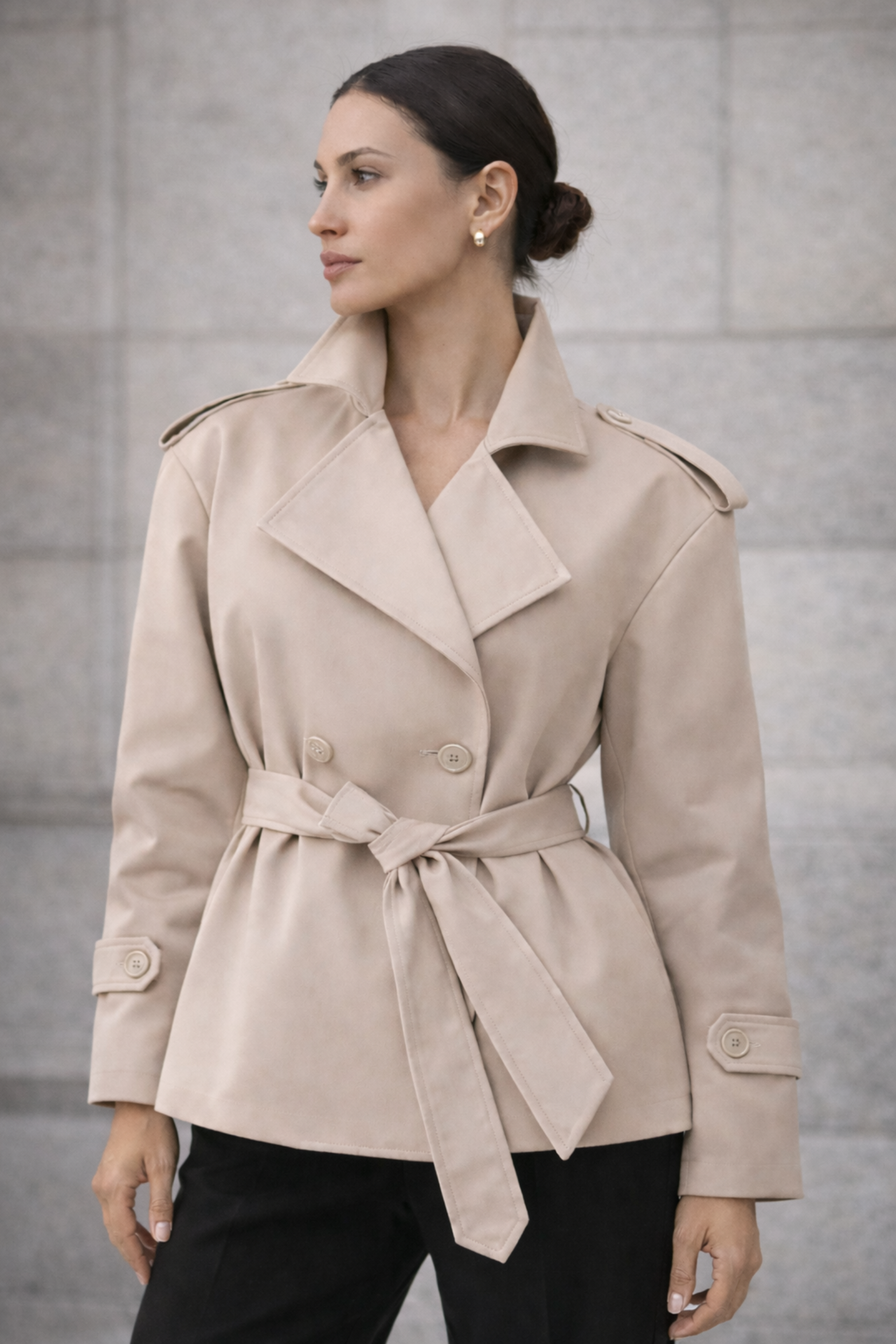 Women's Double Breasted Belted Trench Jacket