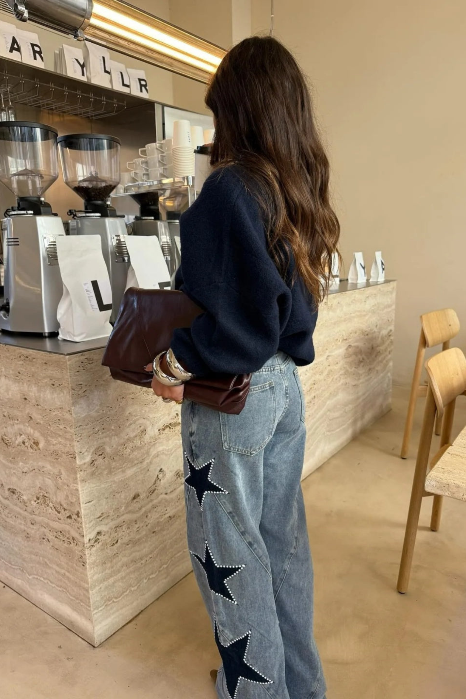 Women Star Detail Straight Leg Jeans