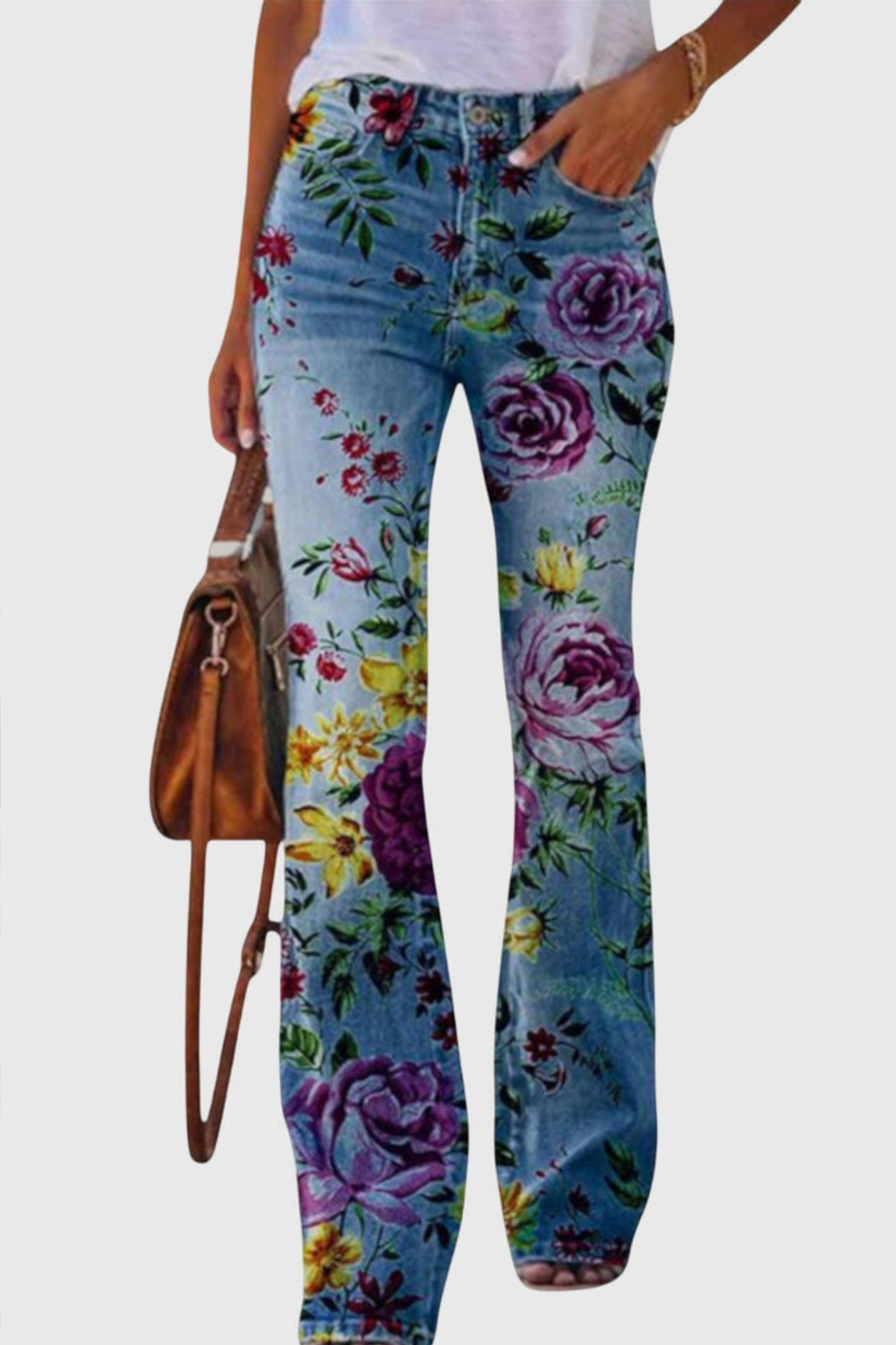Bloom Print Wide Leg Pants with Effortless Style