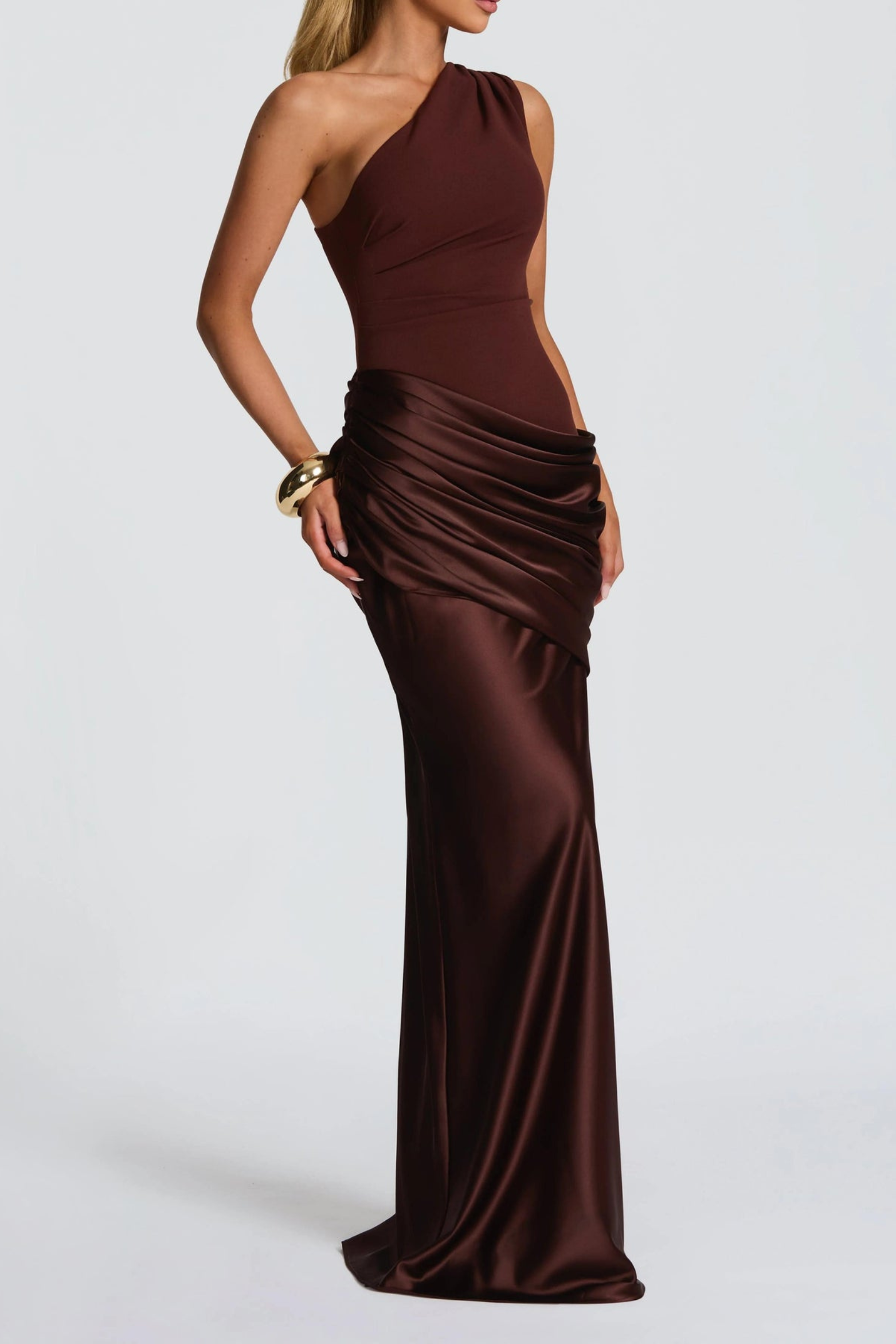 Women Asymmetrical Pleated Maxi Dress