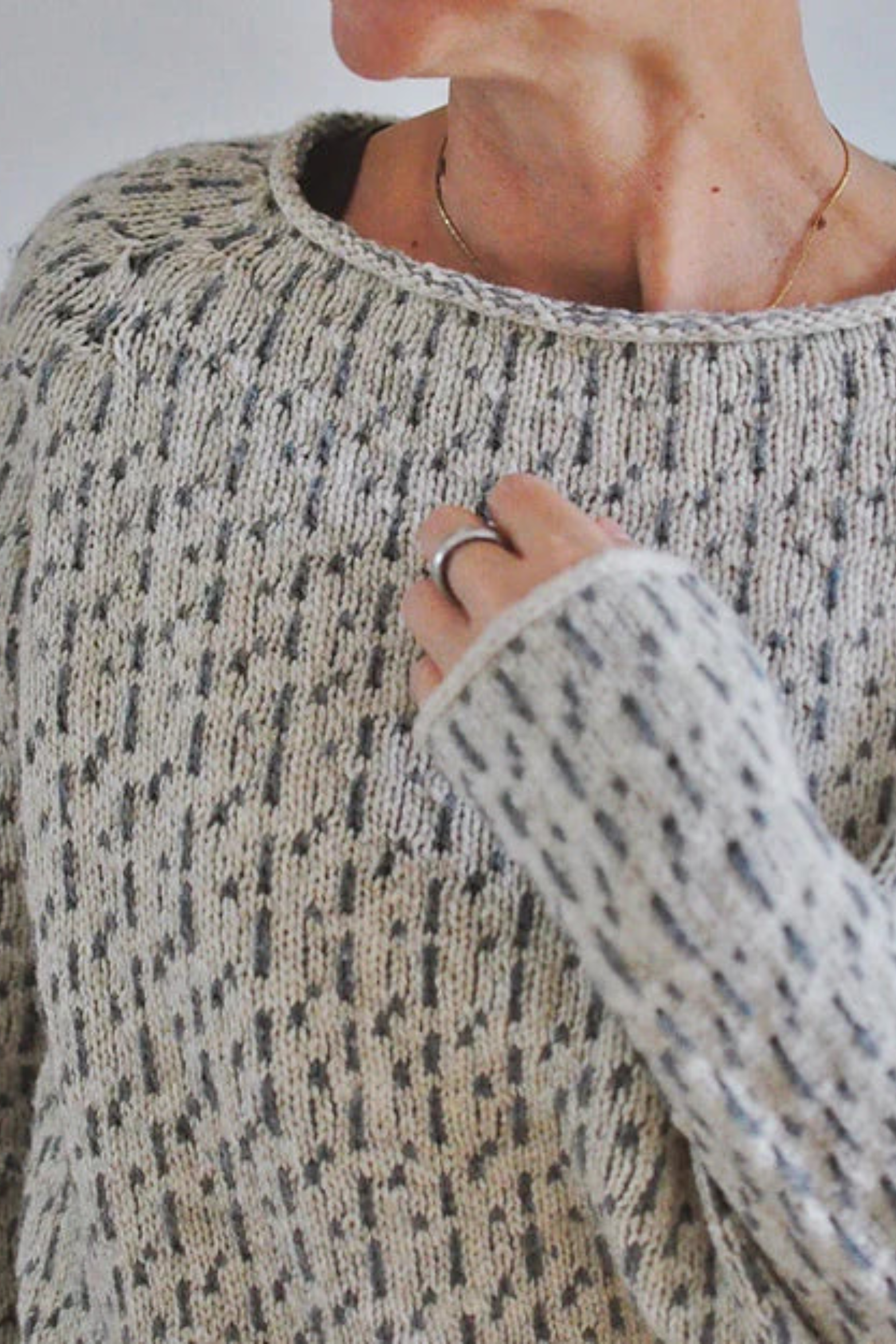 Women's Pattern Knit Crewneck Sweater
