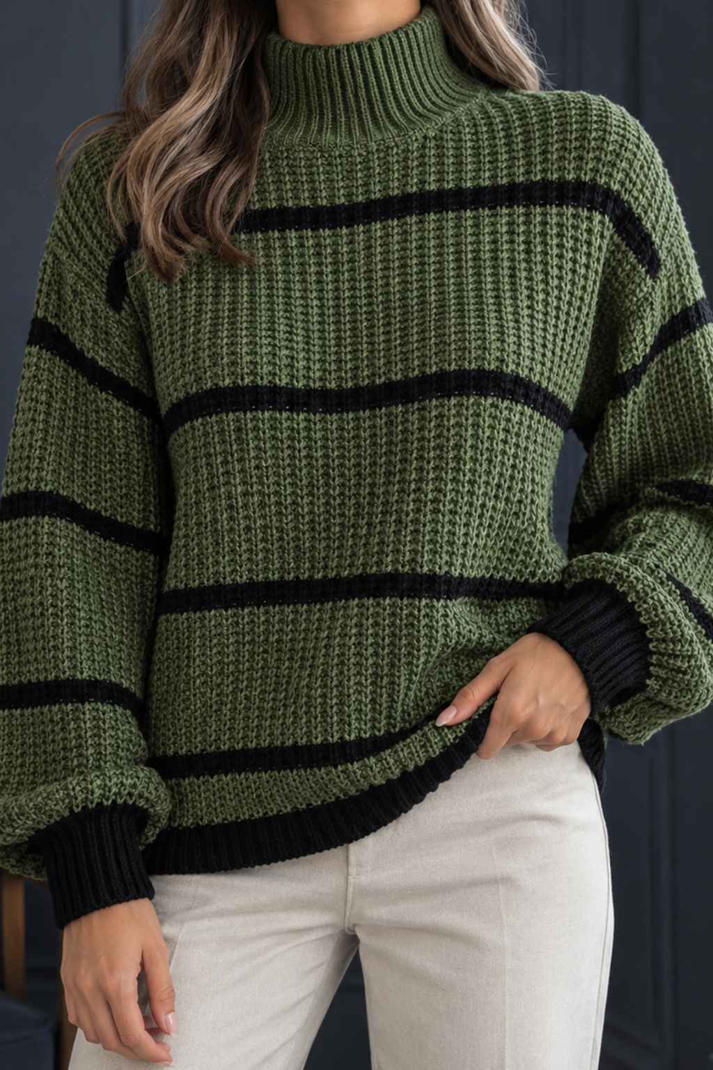 Striped Crew Neck Casual Sweater