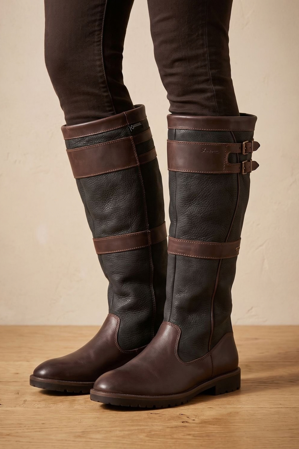 Double Buckle Knee High Pull On Boots