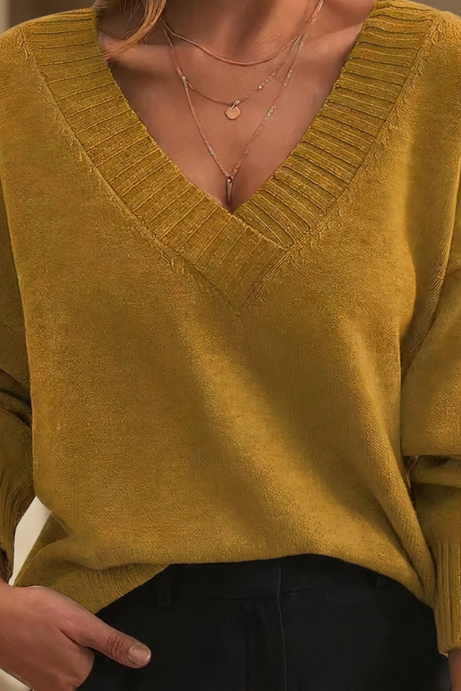 Women's Classic V Neck Knit Sweater