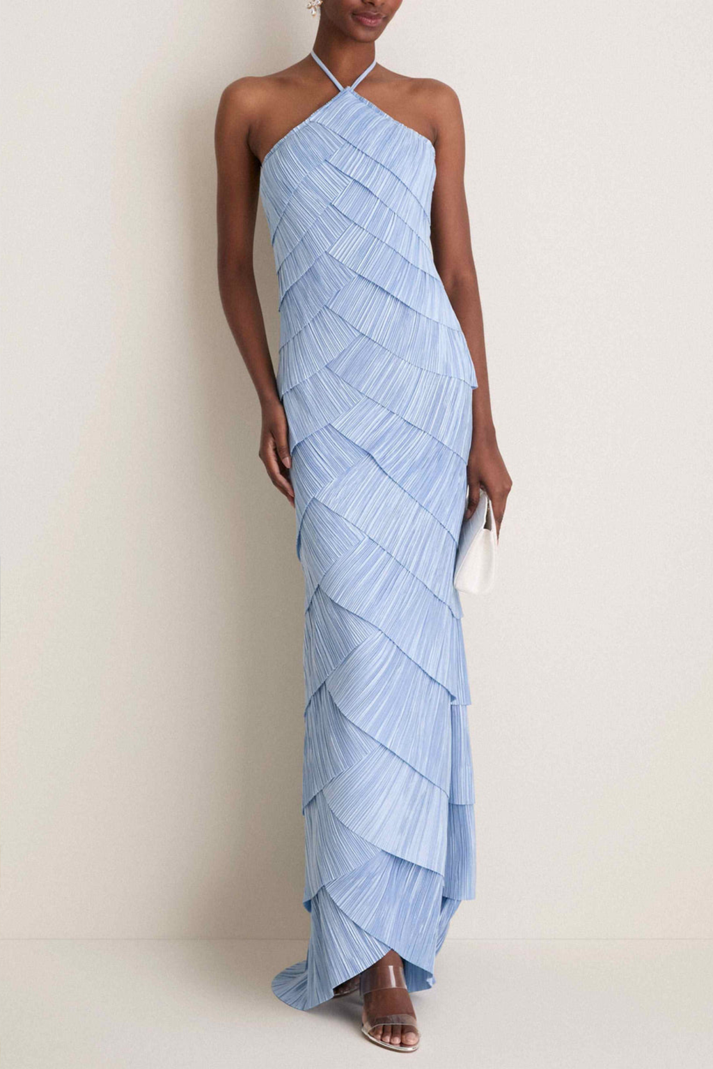 Layered Plissé Maxi Dress