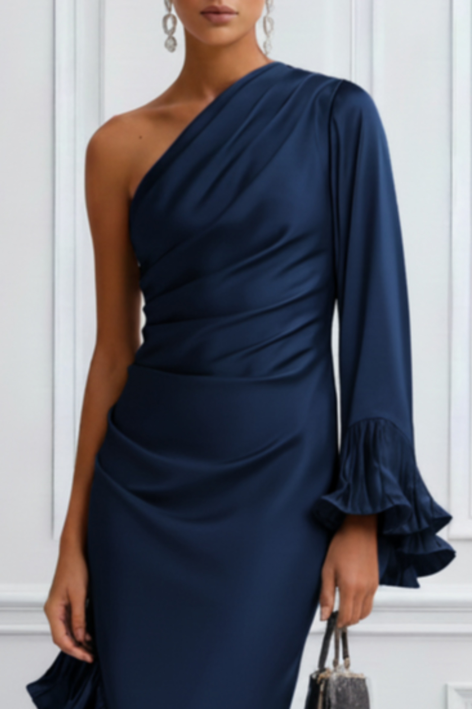 Satin One Shoulder Maxi Dress