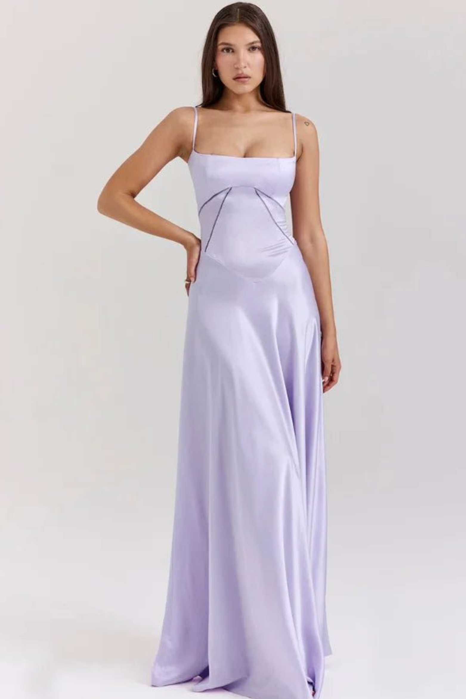 Corset Style Silky Satin Maxi Dress