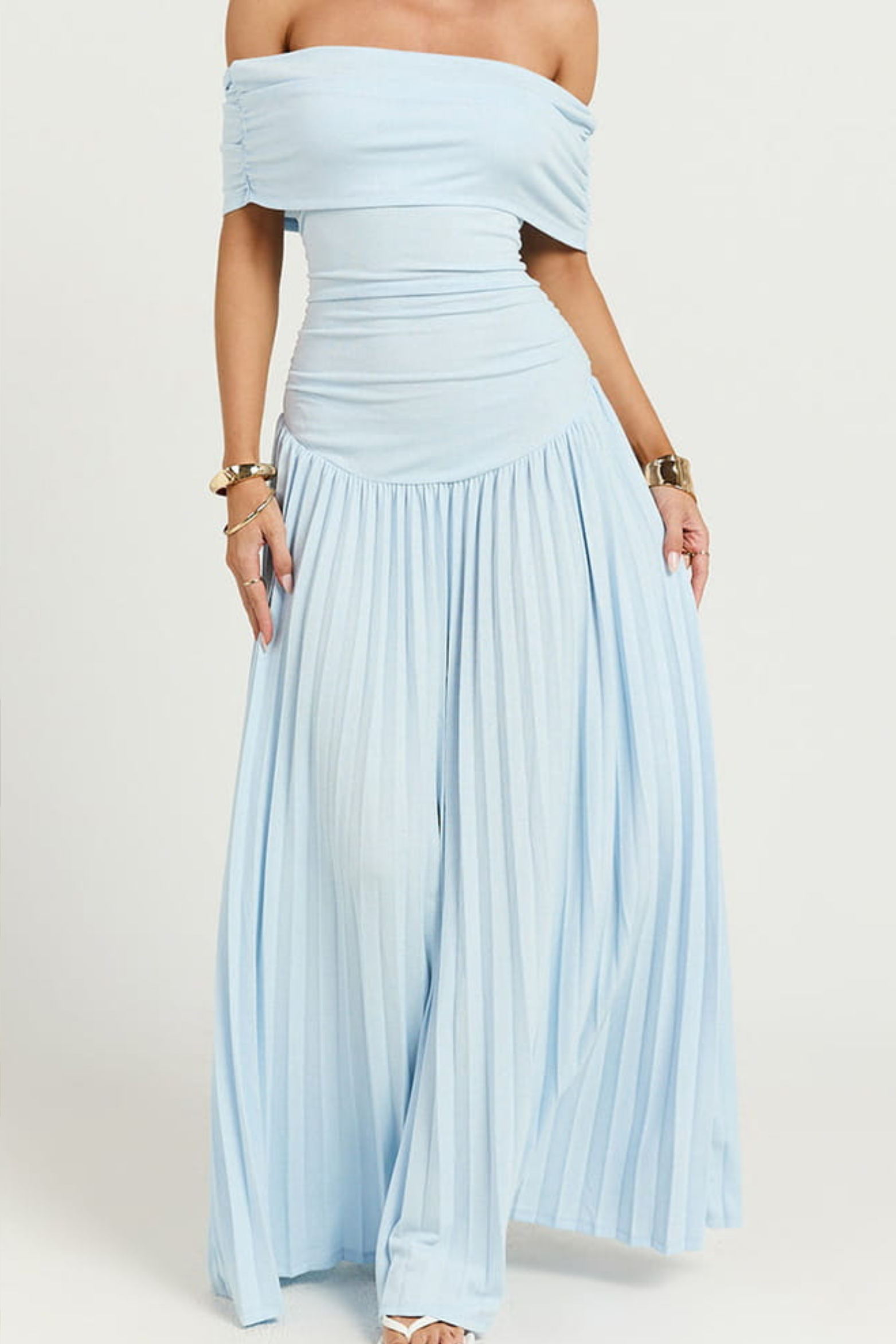 Romantic Off Shoulder Maxi Dress with Soft Flow