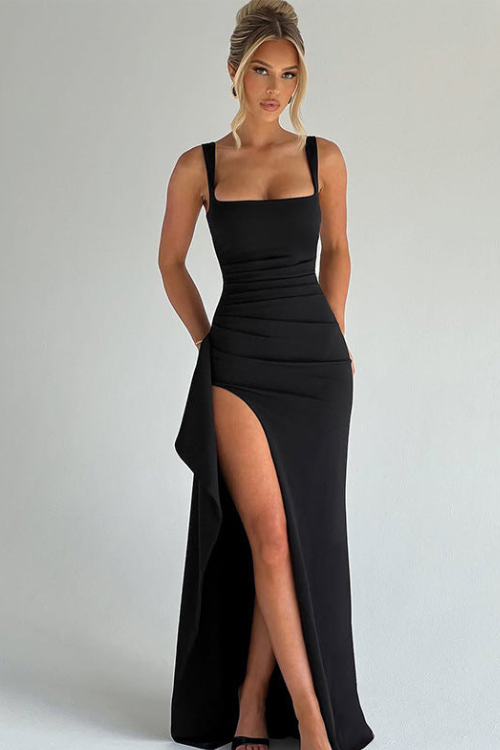 Open Back Satin Slip Maxi Dress
