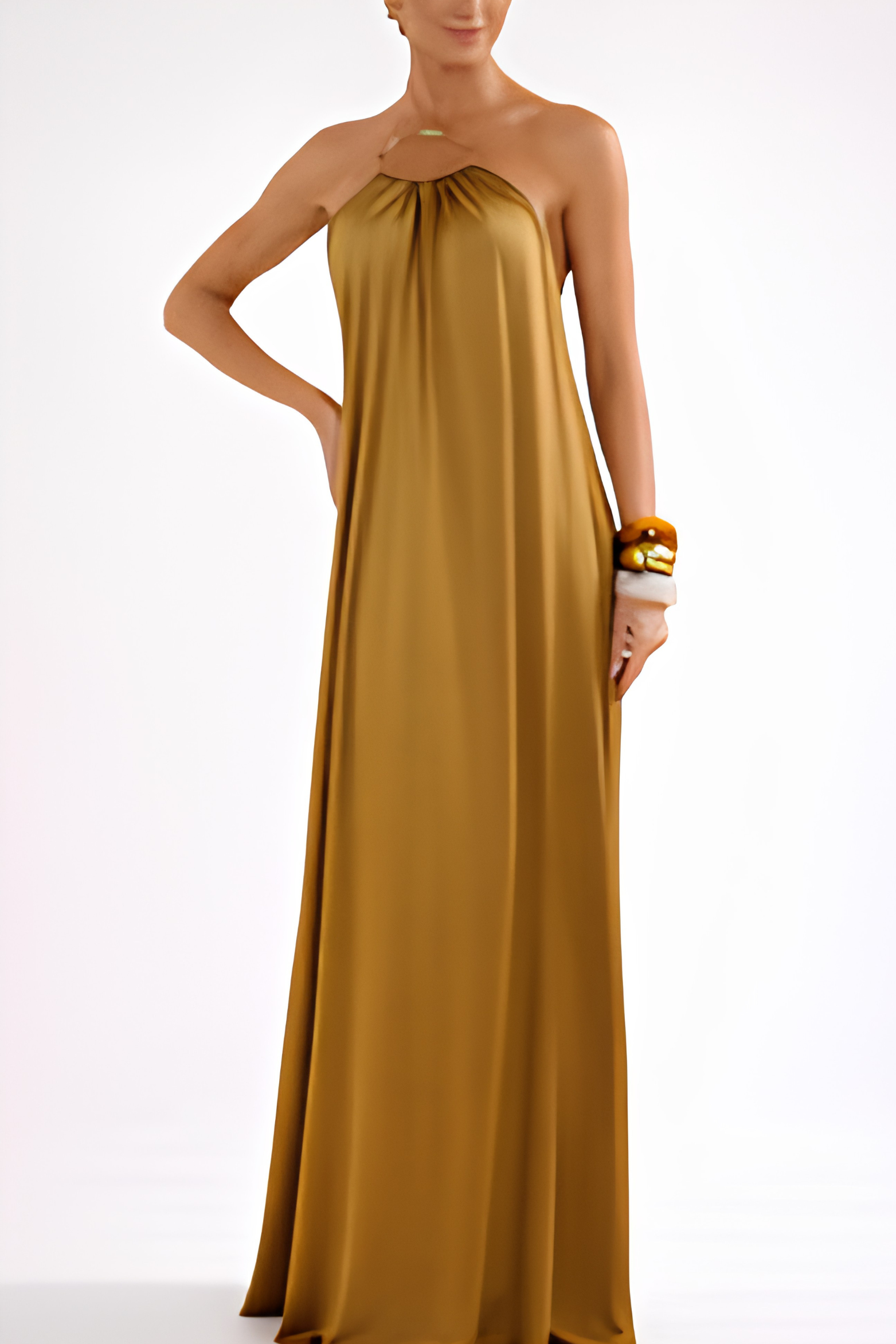 Backless Halter Maxi Dress with Metal Chain Detail, Yellow / XL Backless Halter Maxi Dress with Metal Chain Detail, Yellow / XL