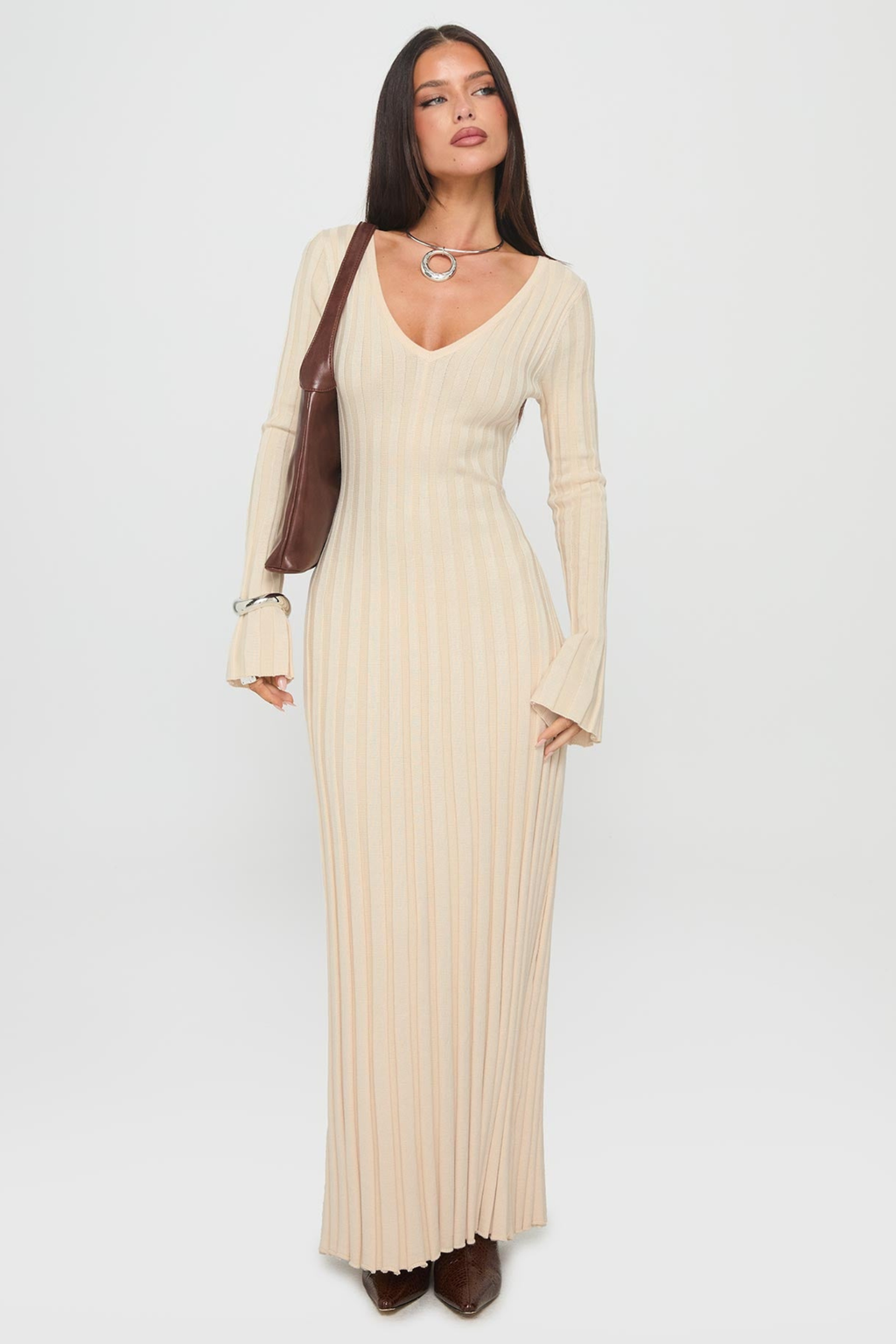Tie Back Ribbed Maxi Dress