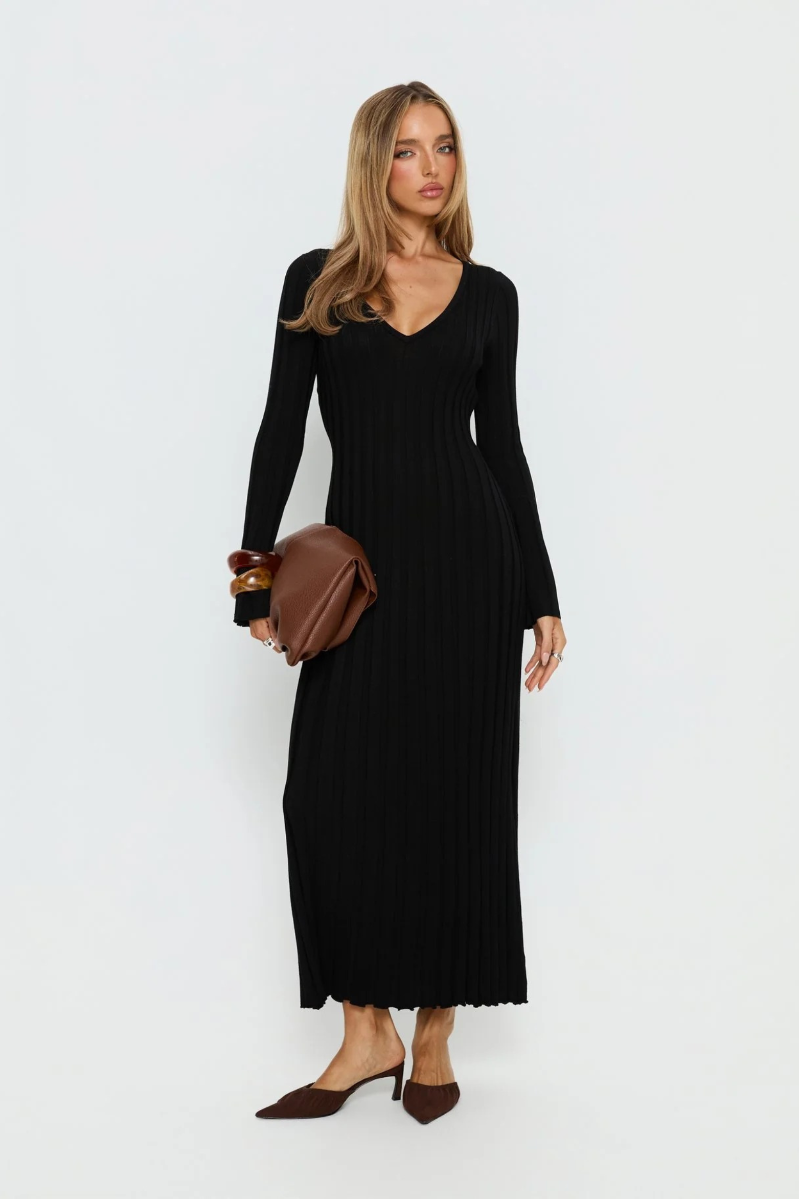 Tie Back Ribbed Maxi Dress