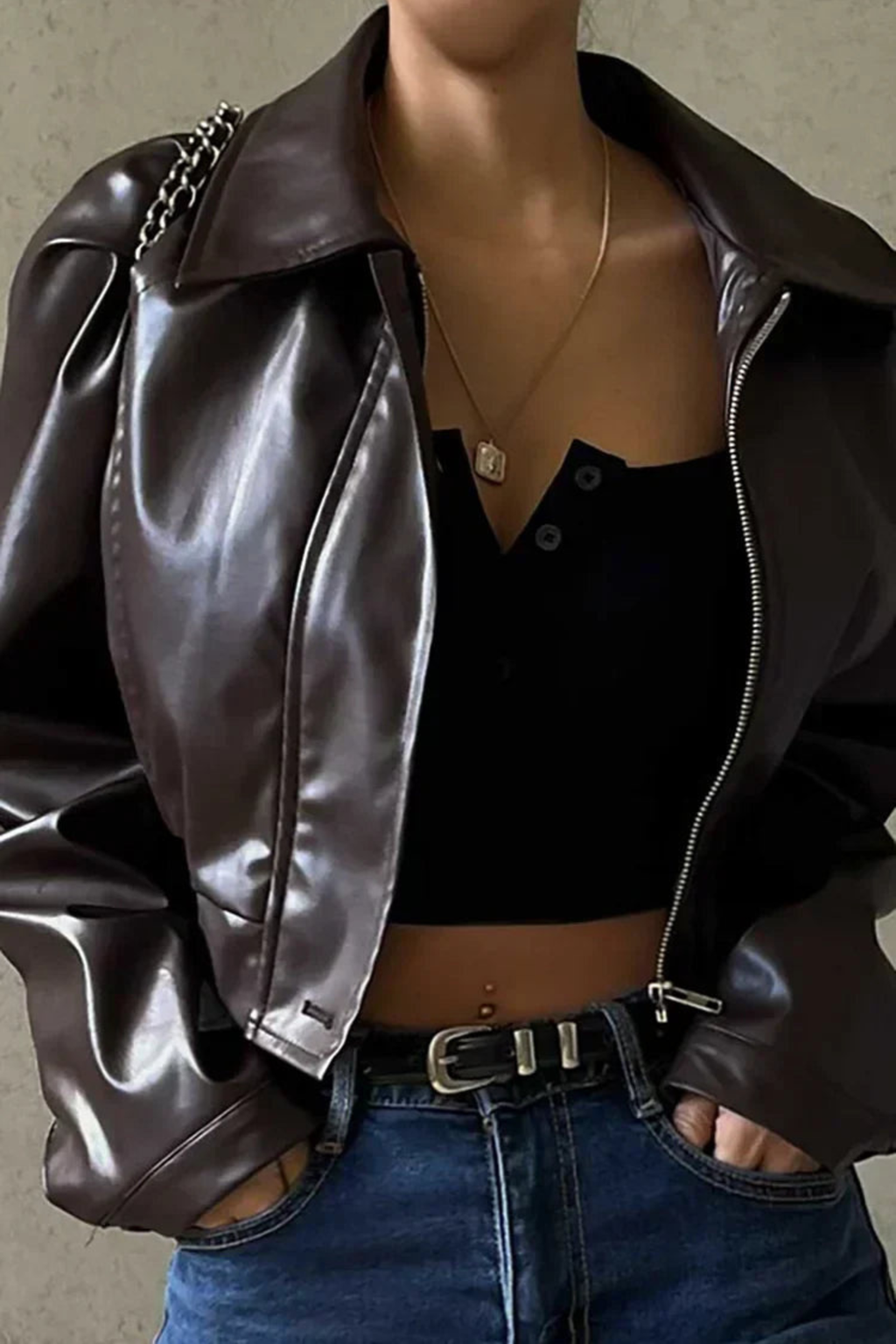 Women's Cropped Puff Sleeve Jacket