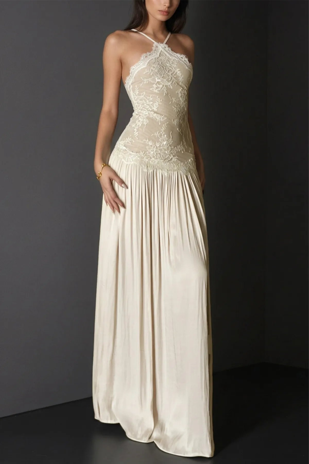 Off Shoulder Pleated Maxi Dress