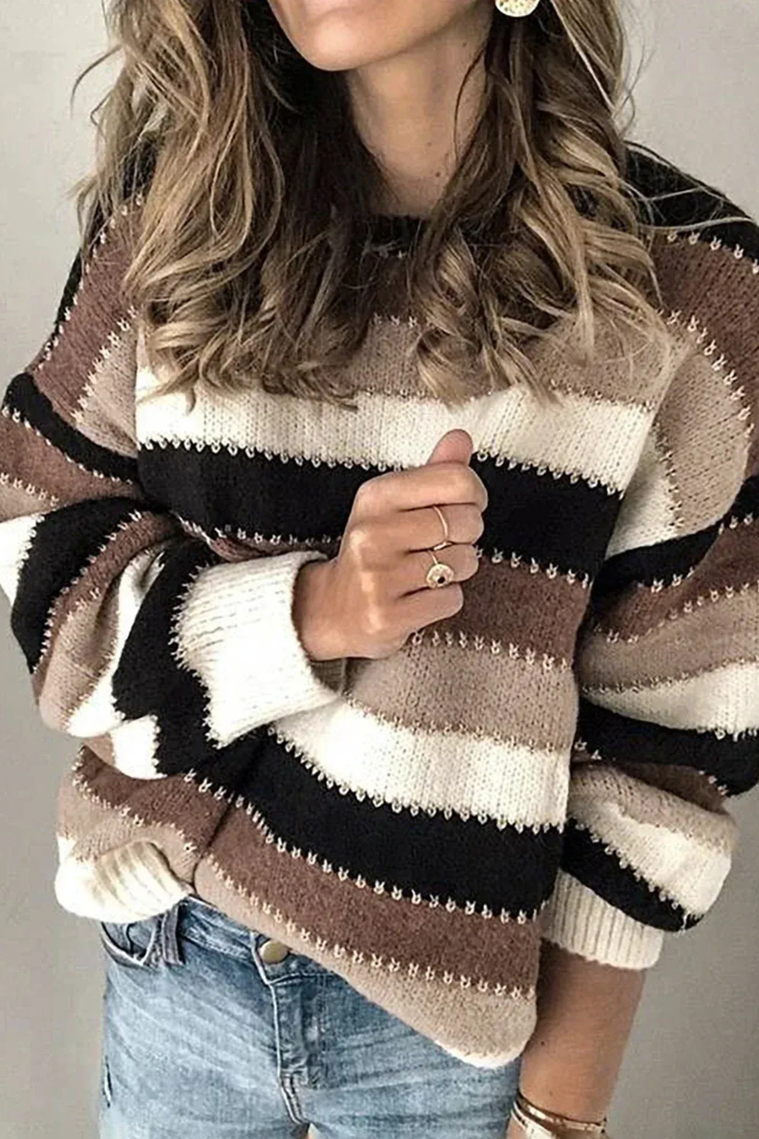 Women's Striped Crew Neck Sweater
