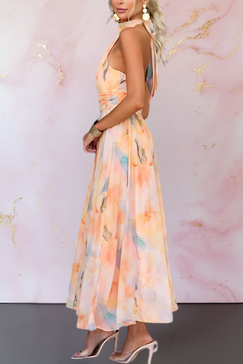 Sleek Halter Neck Maxi Dress