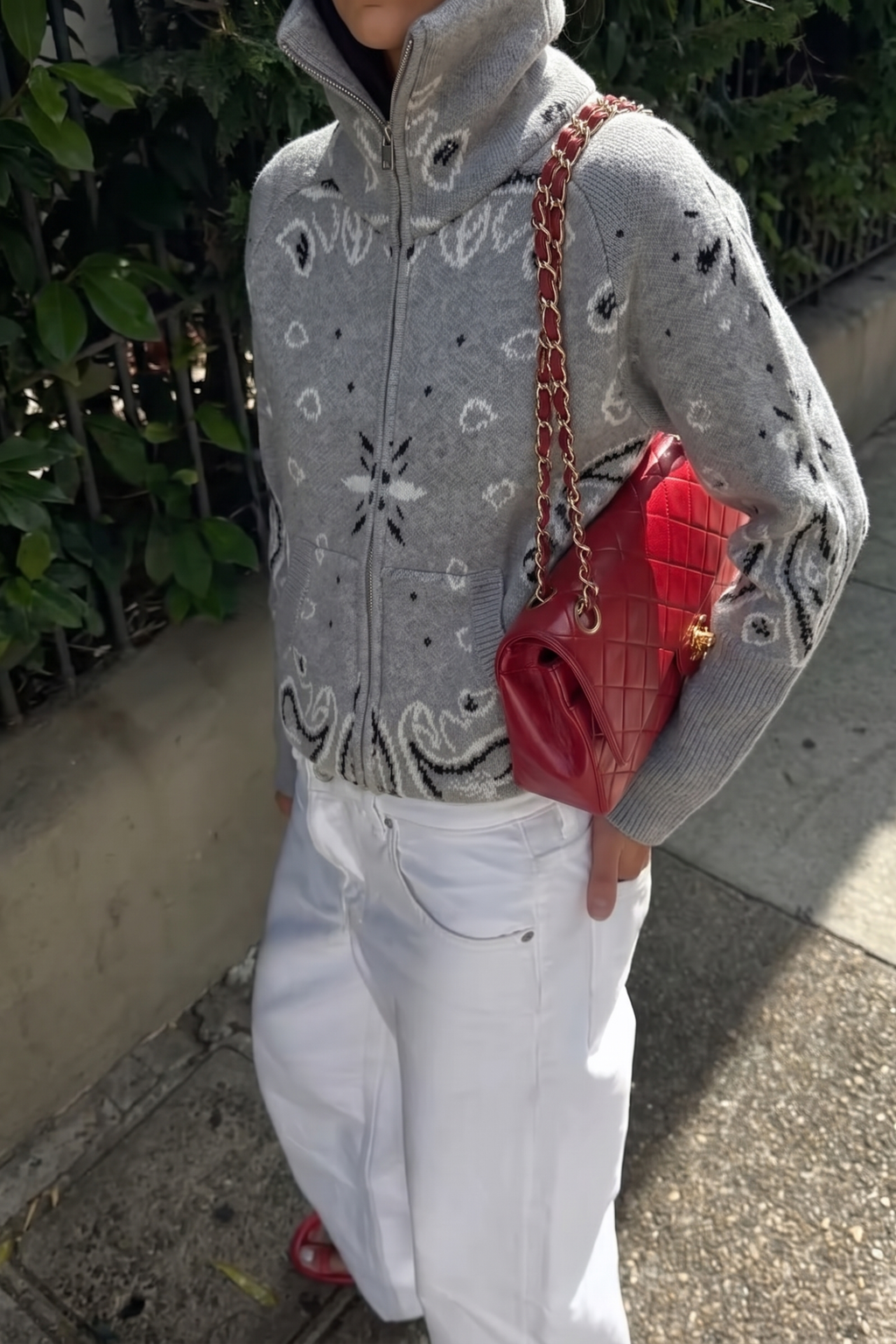 Women's Bandana Print Knit Cardigan