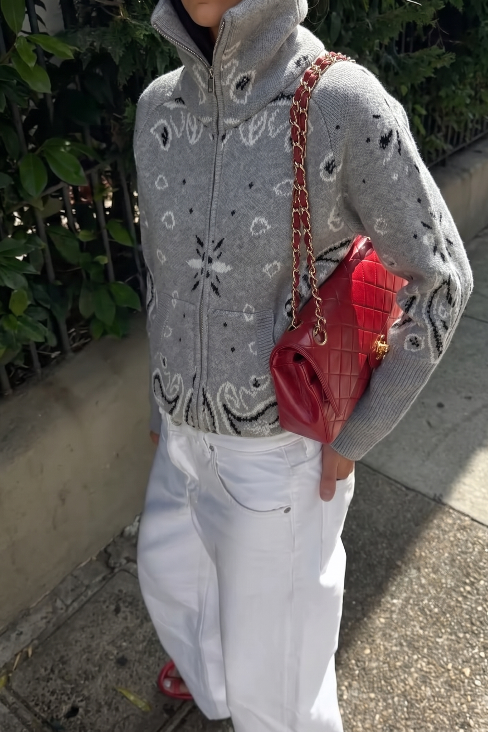 Women's Bandana Print Knit Cardigan