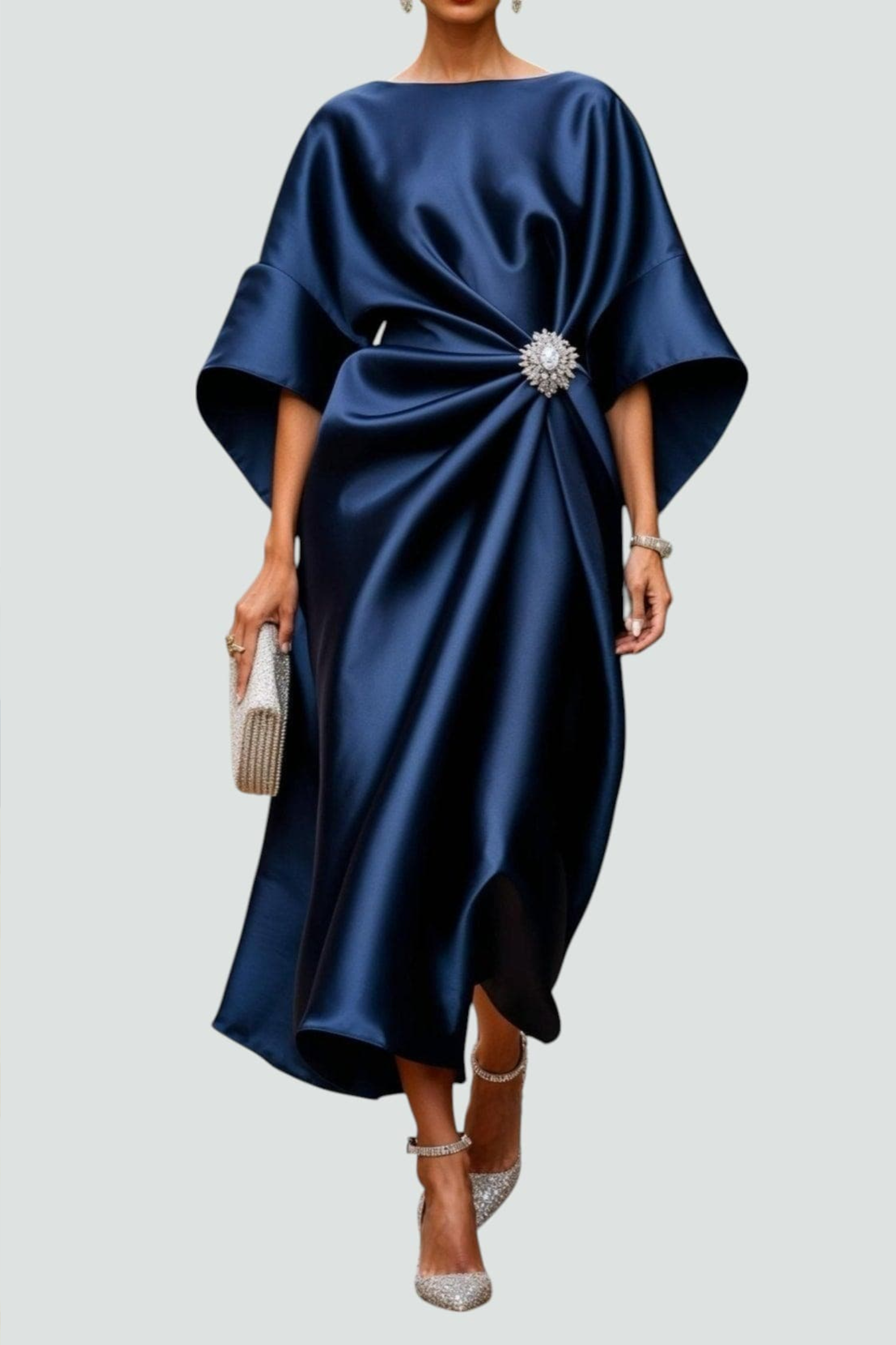 Refined Satin Flow Midi Dress