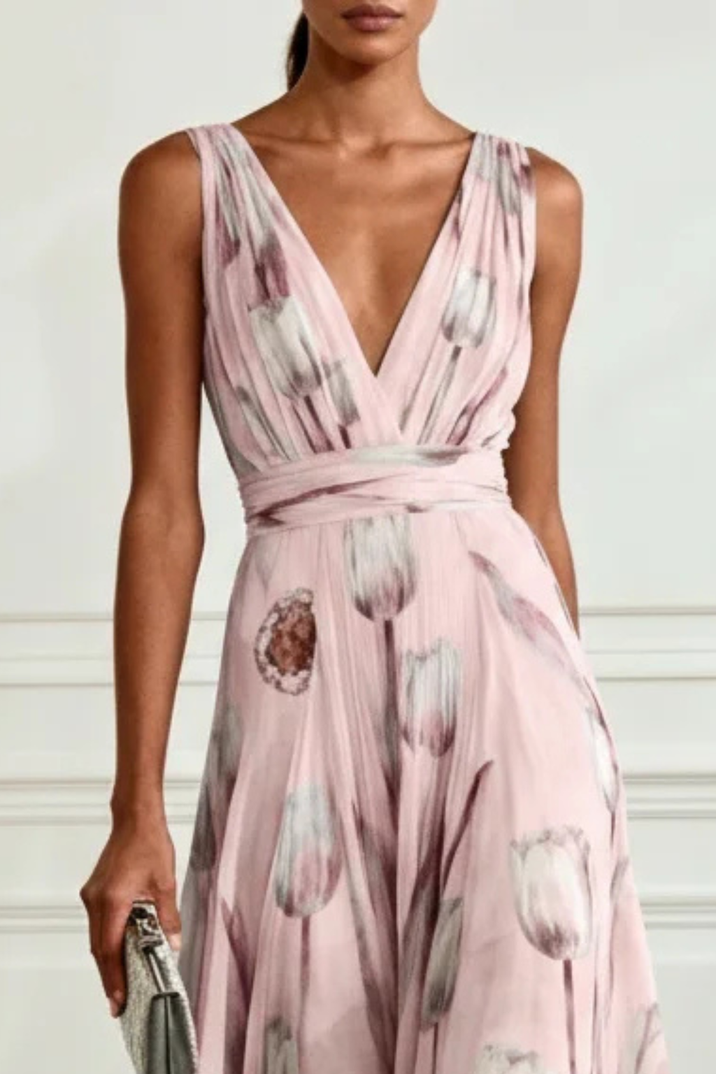 Floral Chiffon Sleeveless Maxi Dress